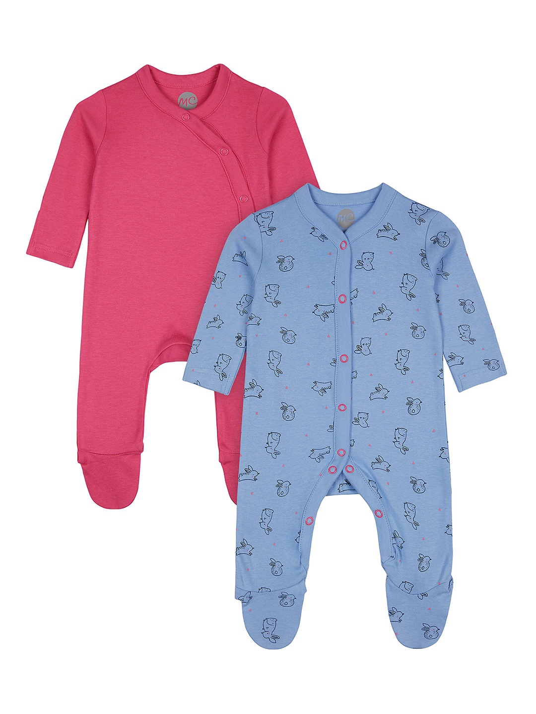 

mothercare Infant Girls Pack Of 2 Sleepsuits, Pink