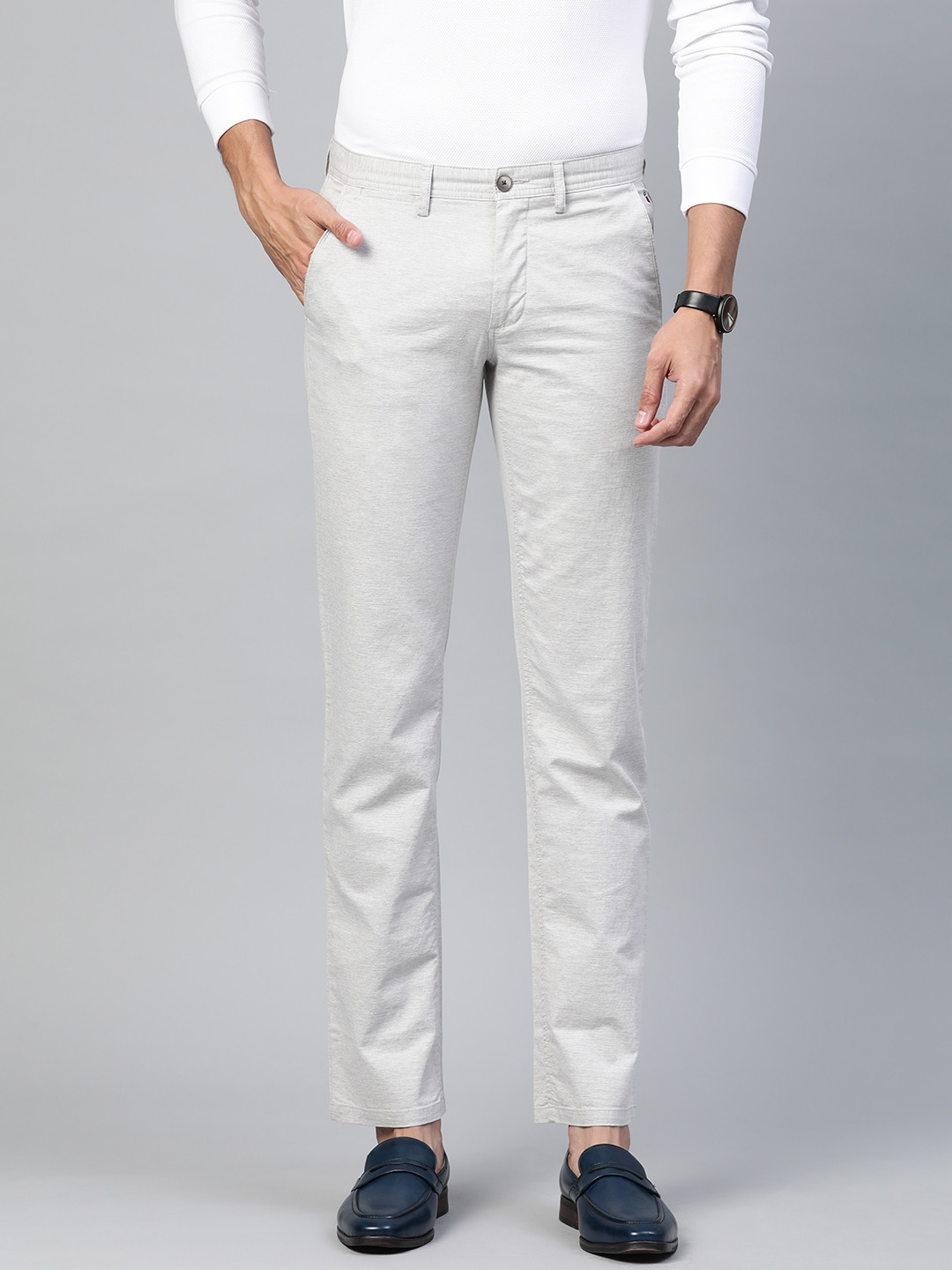 

Louis Philippe Sport Men Grey Melange Slim Fit Solid Regular Trousers