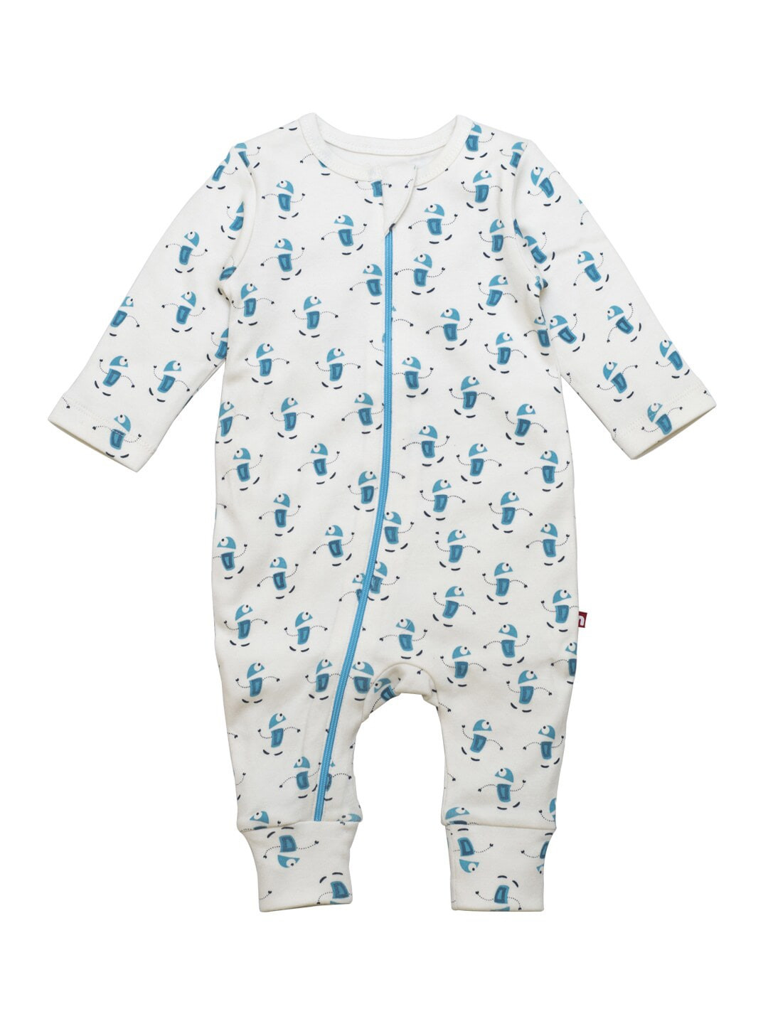 

Nino Bambino Infant Kids Cream-Coloured & Blue Printed Organic Cotton Sustainable Rompers