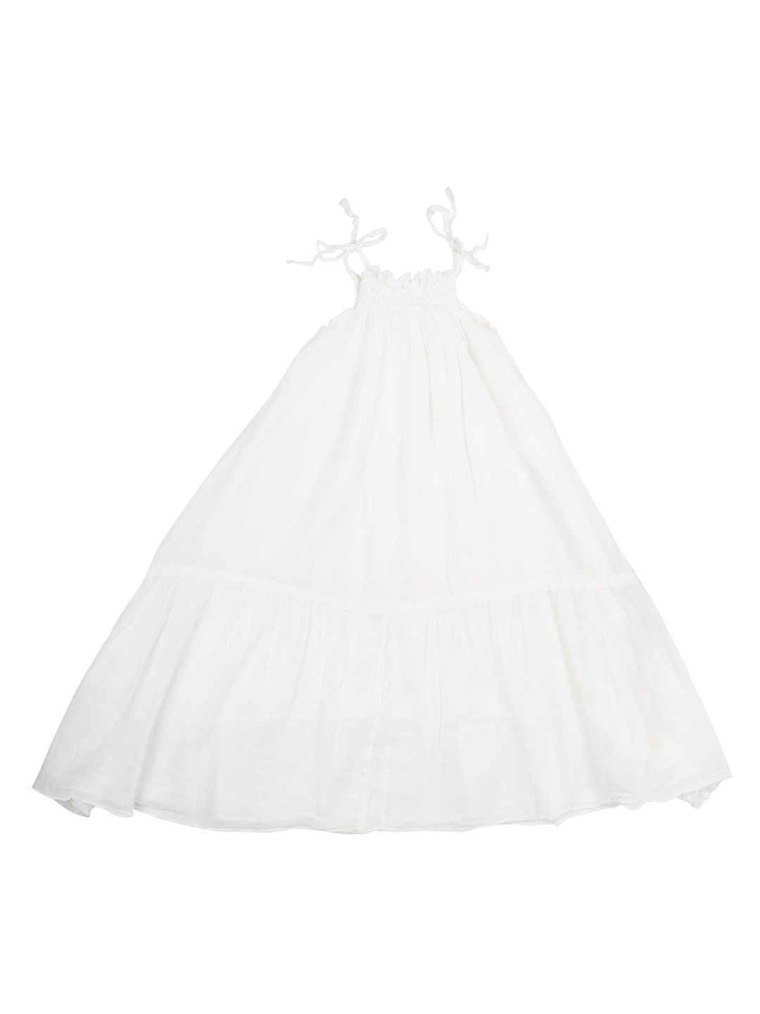 

Nino Bambino Girls White Organic Cotton Solid Fit and Flare Dress