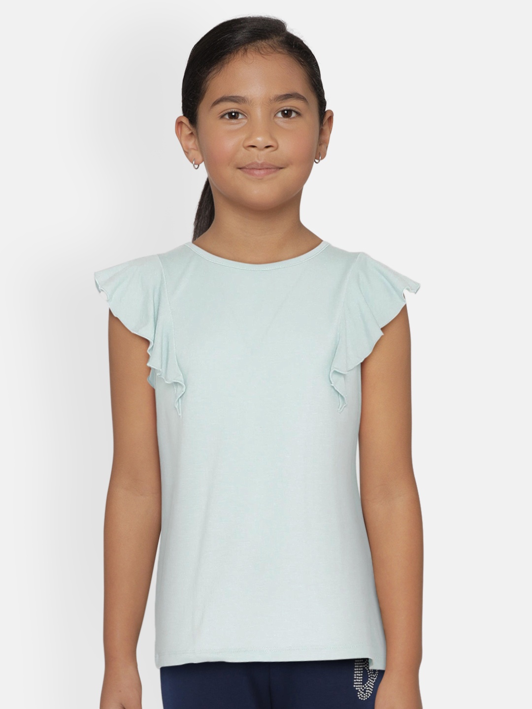 

Global Desi Girls Blue Solid Top