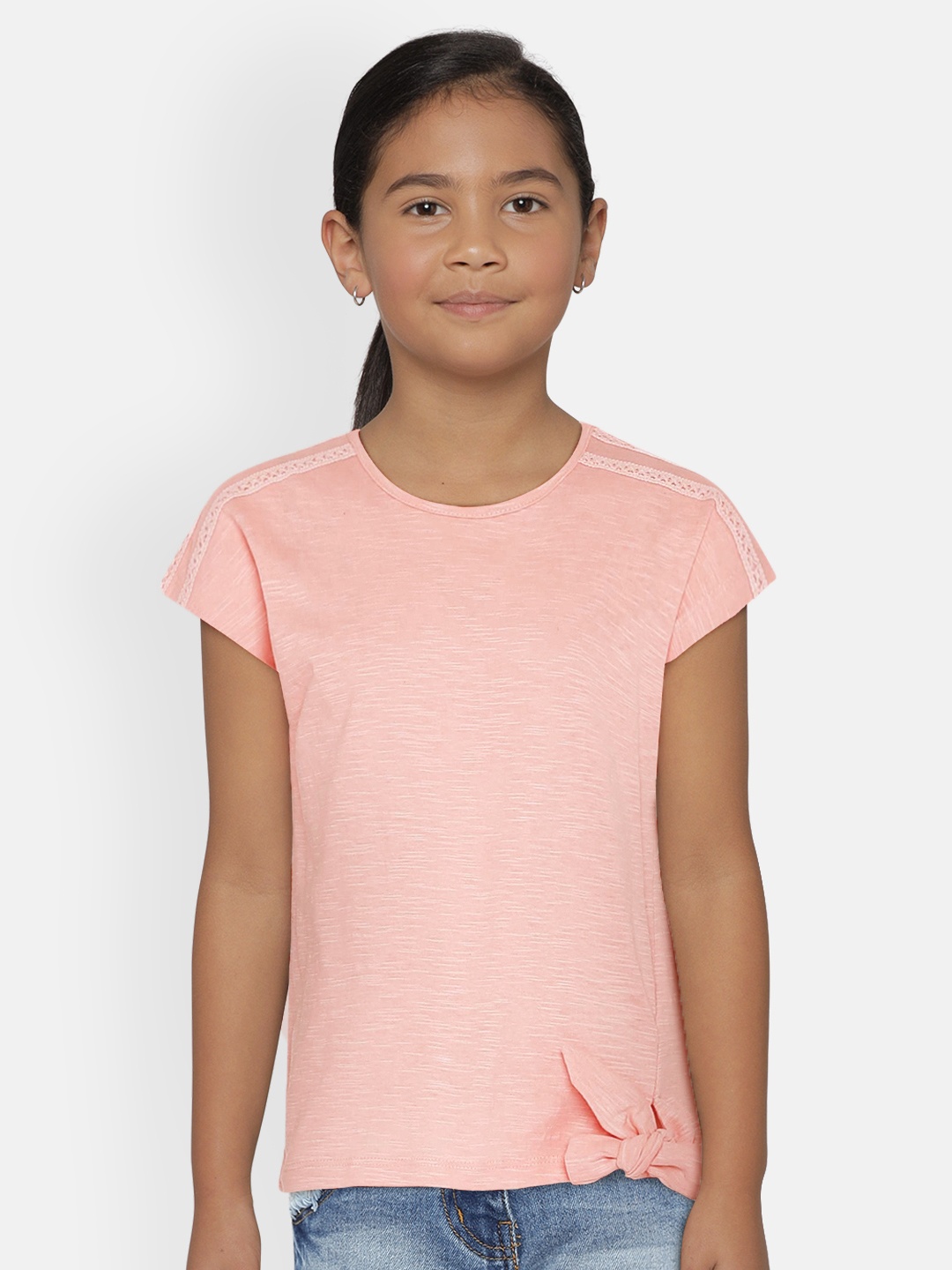 

Global Desi Girls Peach-Coloured Solid Top