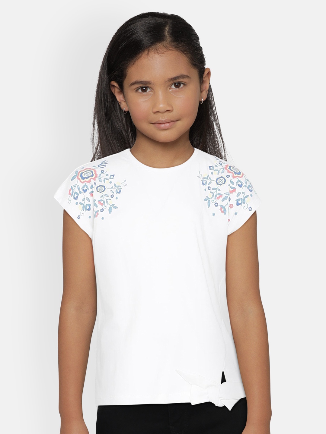 

Global Desi Girls White Printed Top