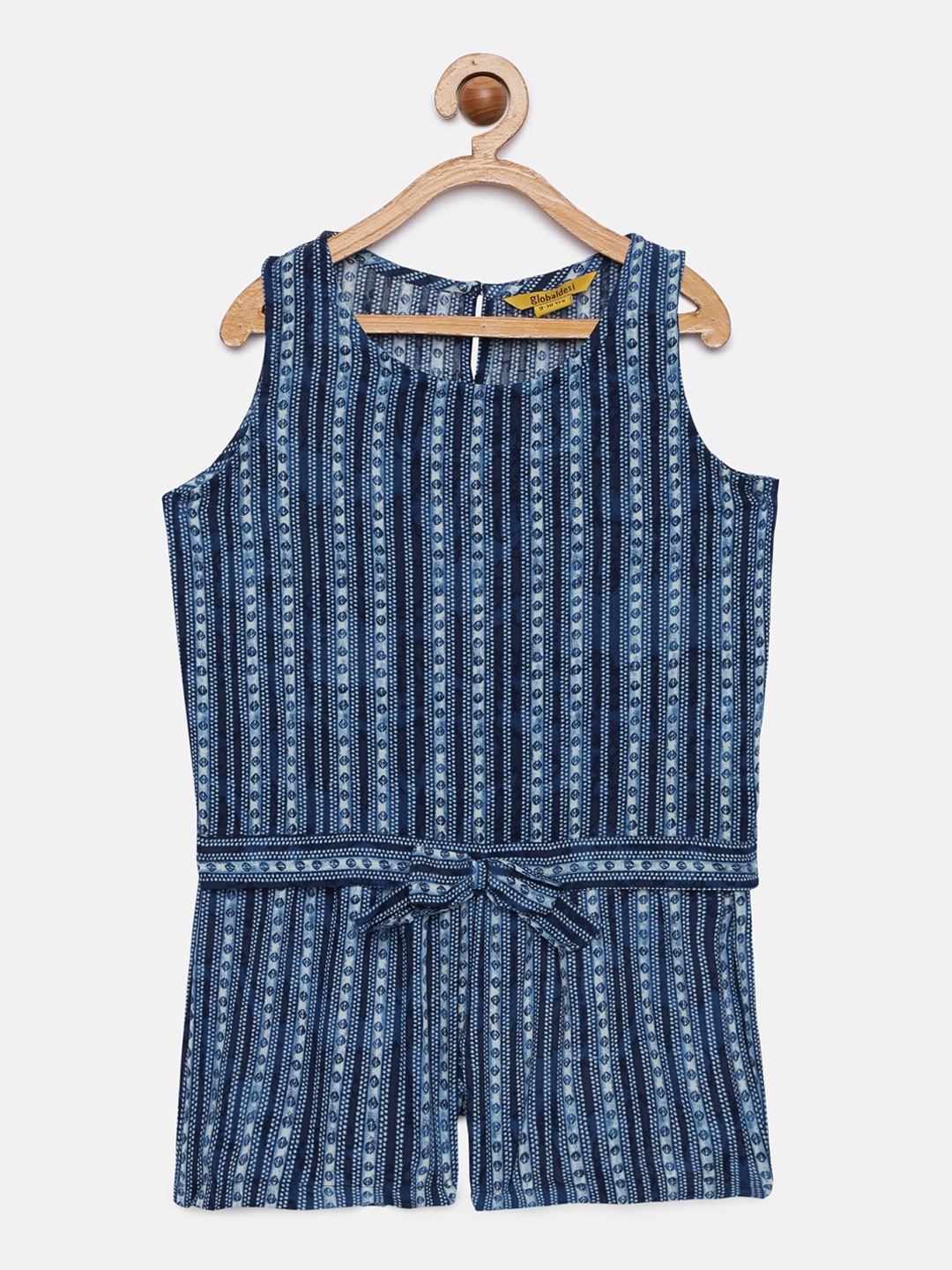 

Global Desi Girls Blue Printed Top with Shorts