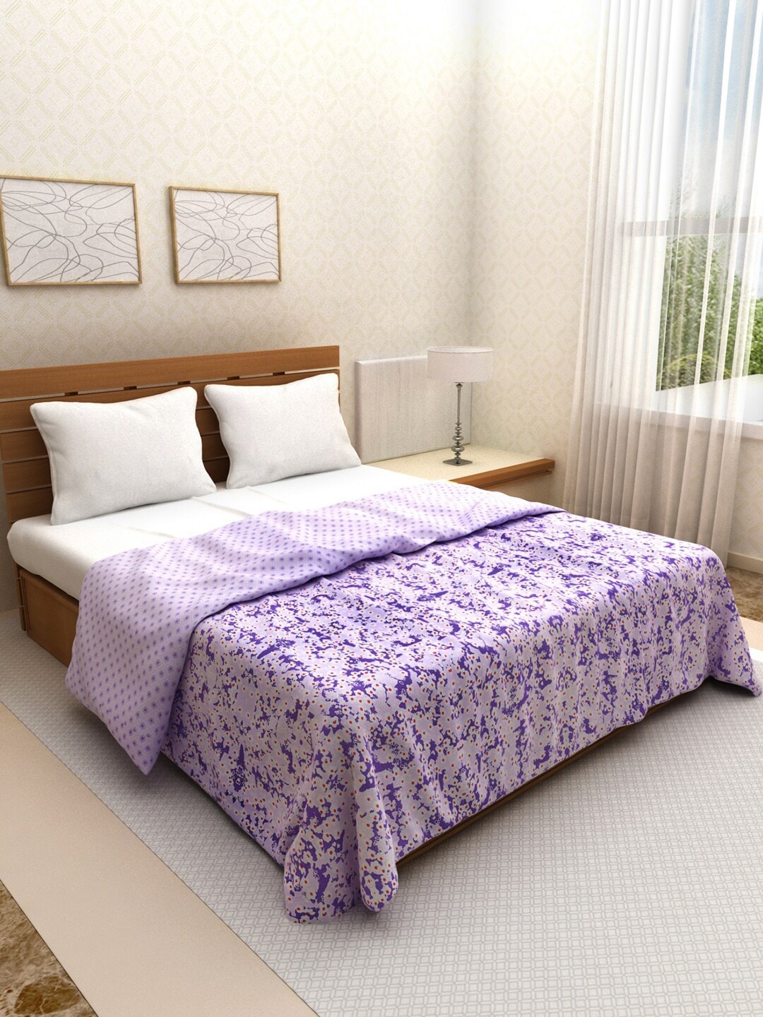 

ROMEE Lavender Abstract AC Room 210 GSM Double Bed Comforter