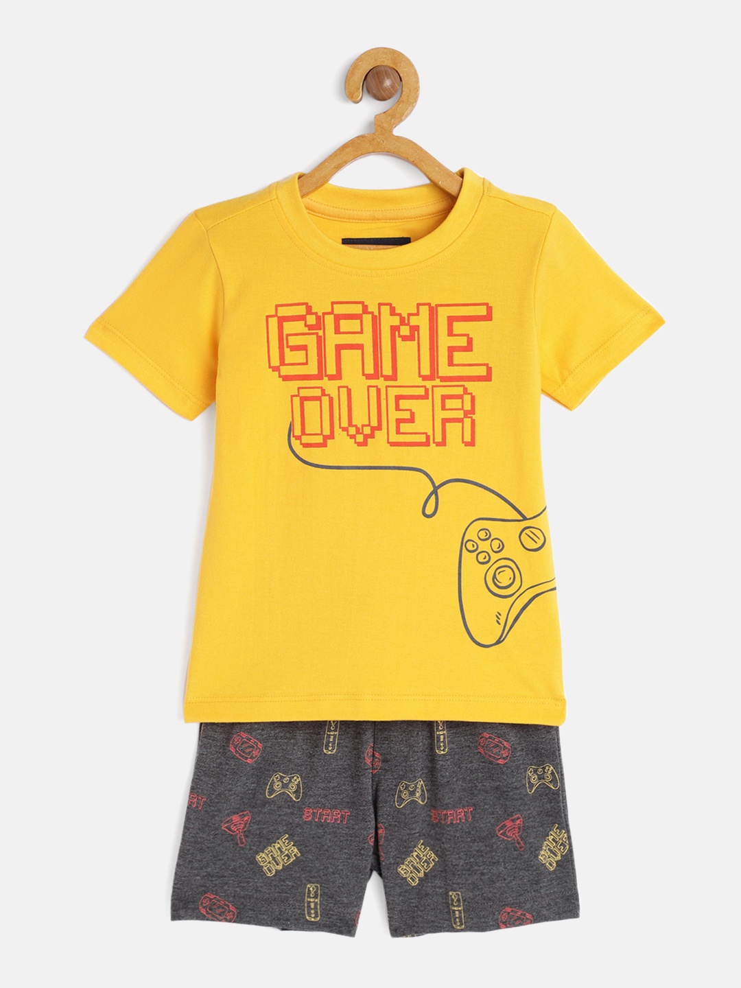 

Cherokee Boys Yellow & Grey Printed T-shirt with Shorts