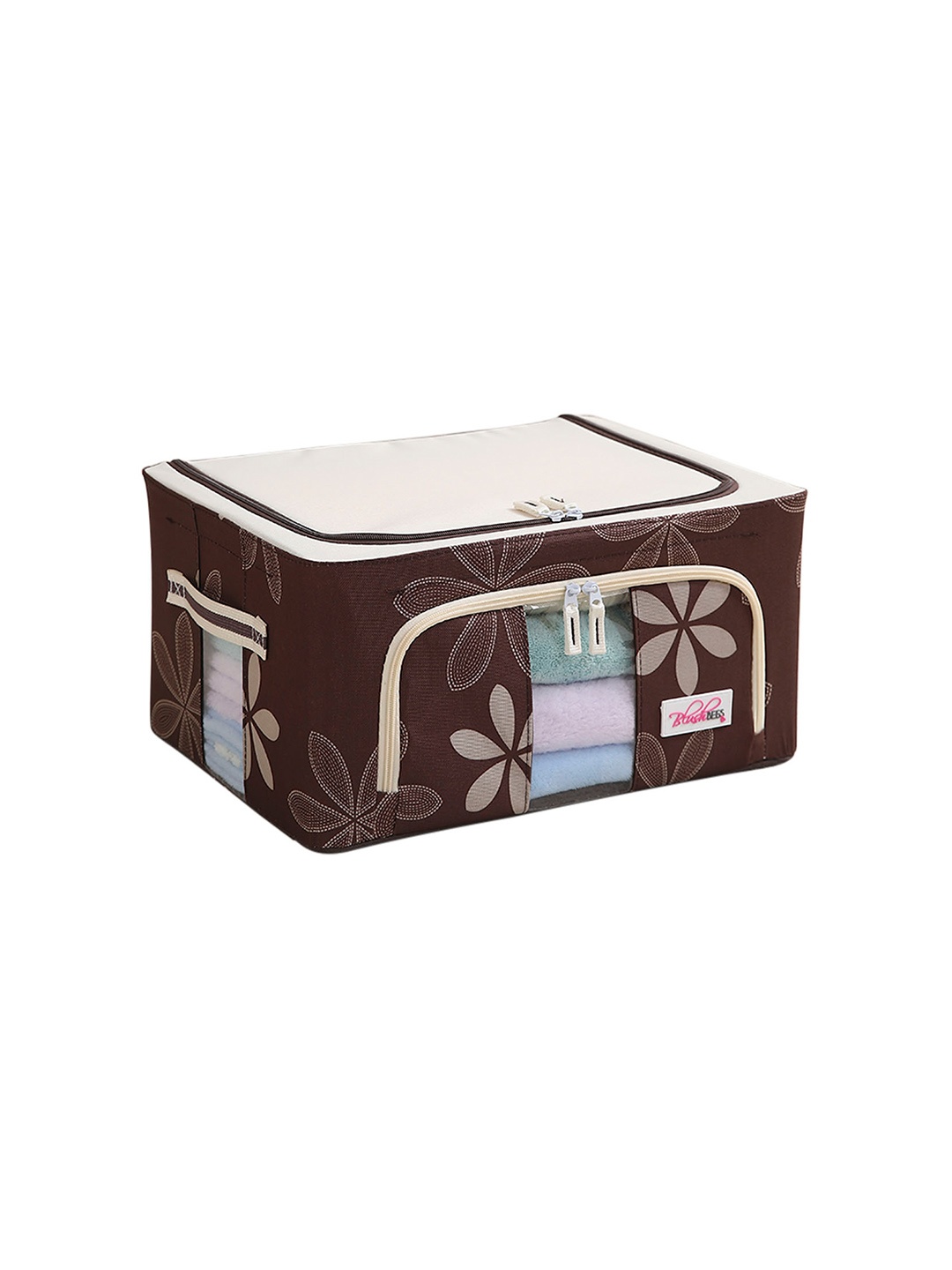 

BlushBees Red & White Floral Print Storage Box For Clothes, Brown