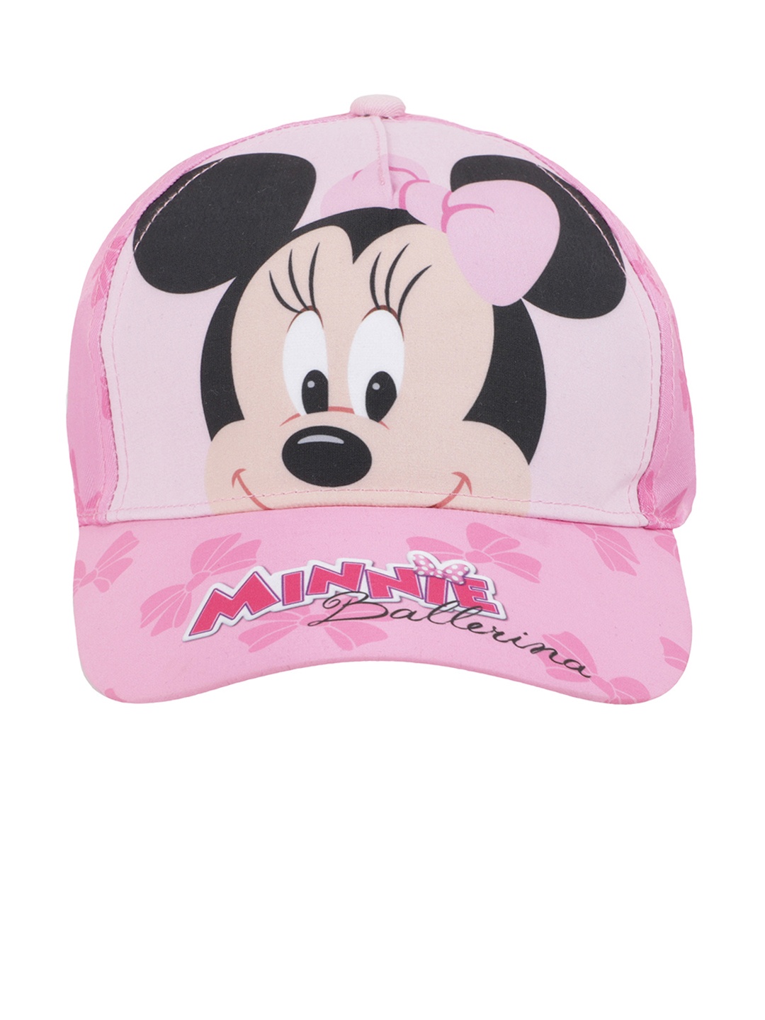 

Kids Ville Girls Pink & Black Minnie Mouse Printed Baseball Cap