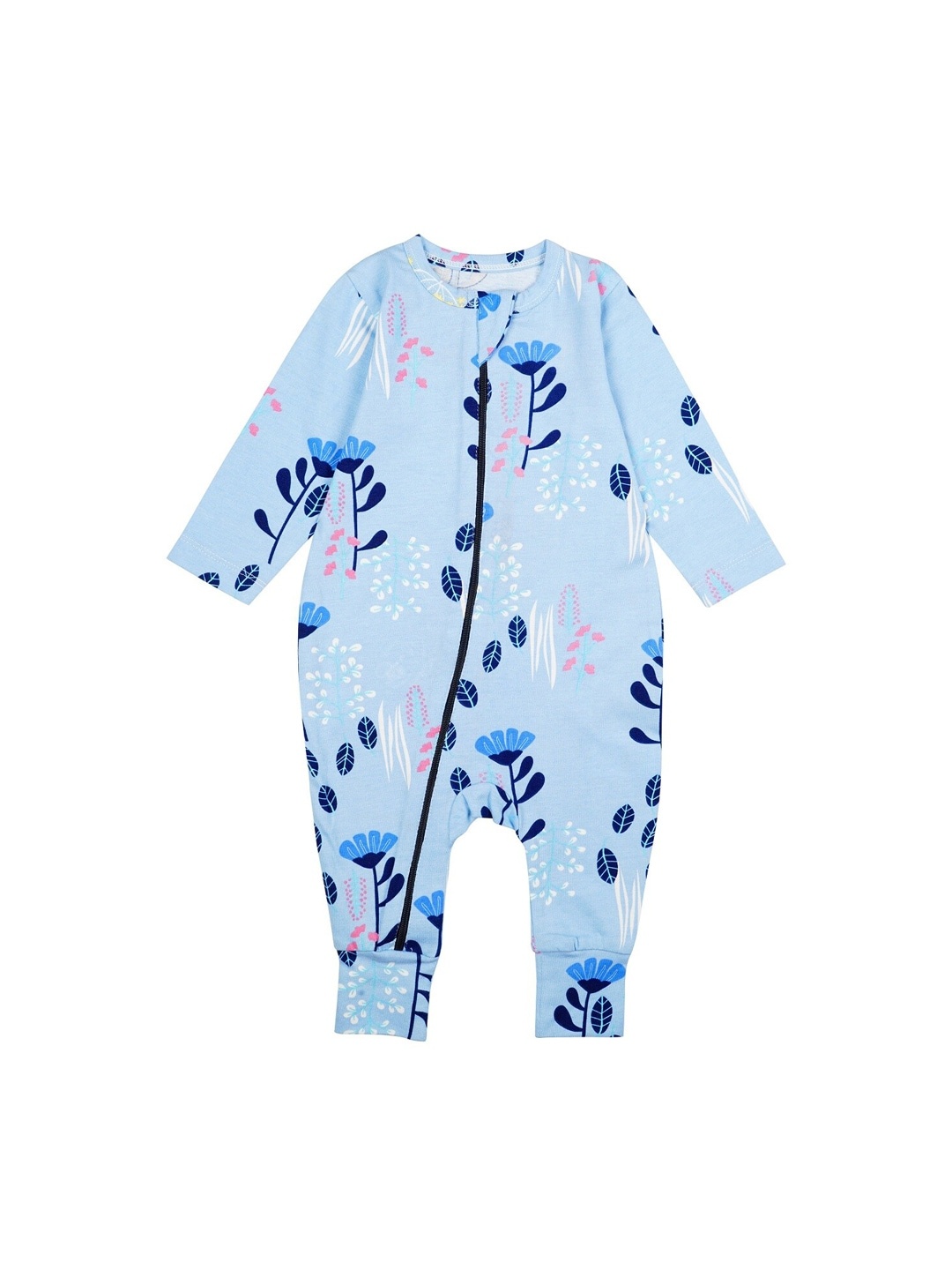 

Nino Bambino Infant Kids Blue & Off-White Striped Organic Cotton Sustainable Romper