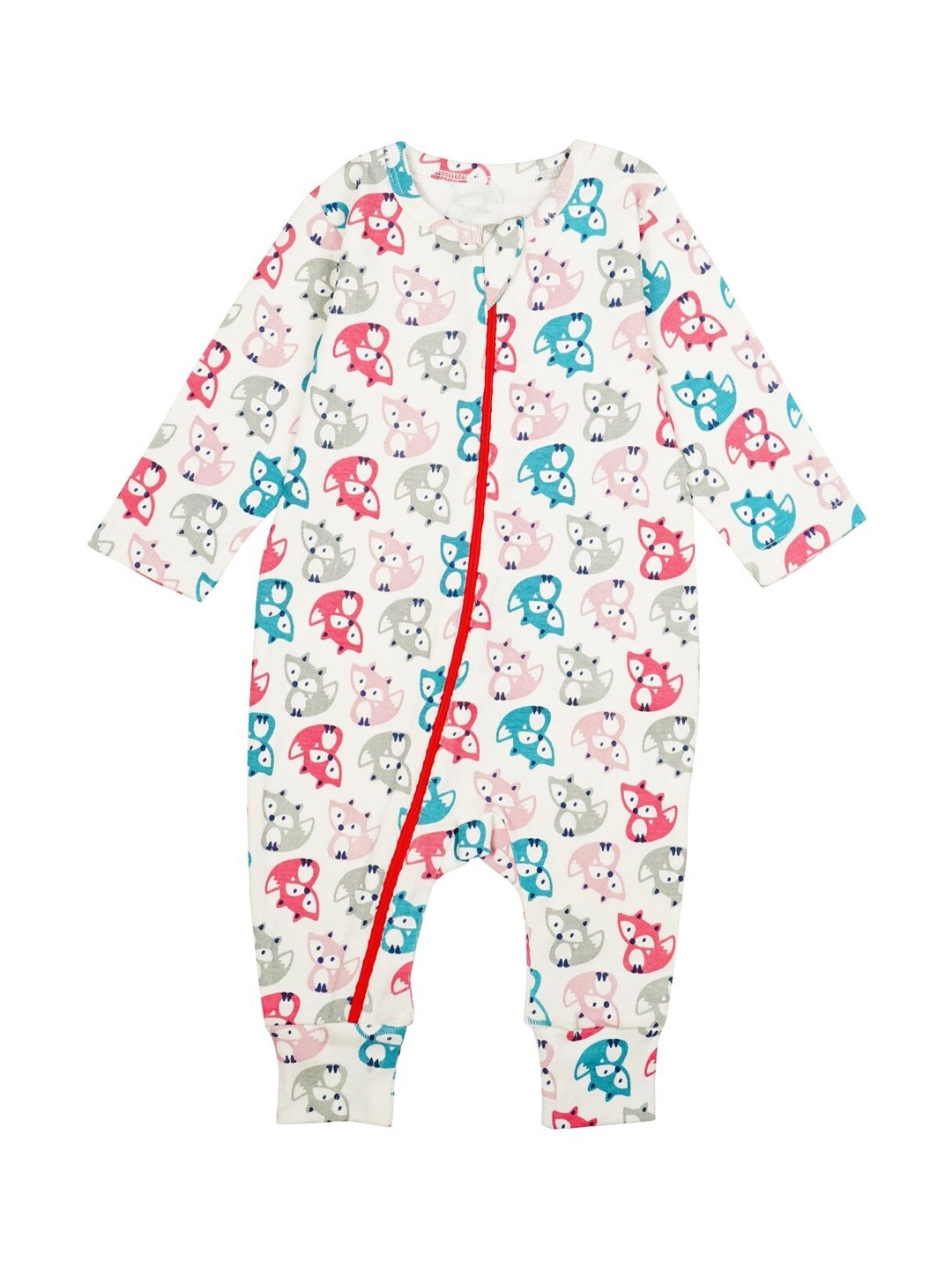 

Nino Bambino Infant Kids White & Pink Printed Organic Cotton Sustainable Romper
