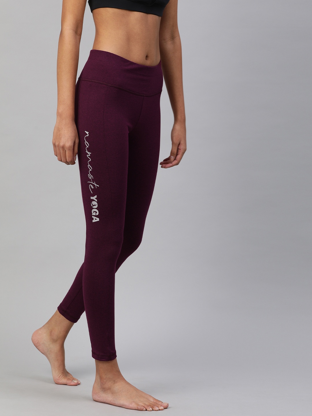

Van Heusen Women Proactive Printed Detail Snug Fit High Stretch Yoga Pants, Burgundy
