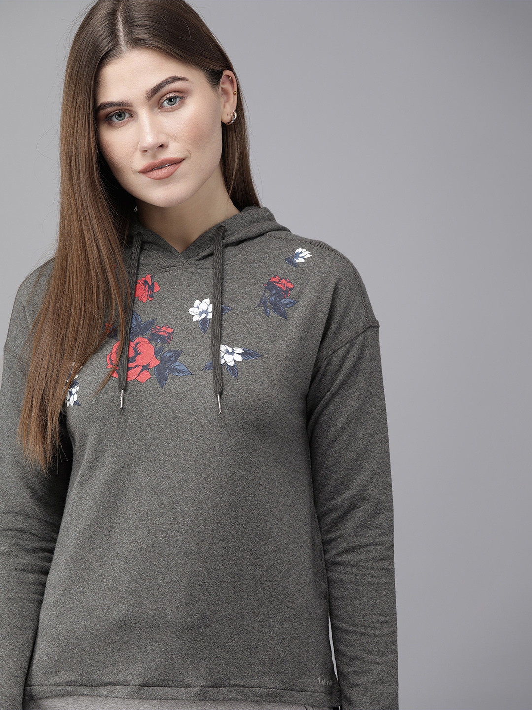 

Van Heusen Woman Printed VirotechTM Hooded Sweatshirt, Charcoal