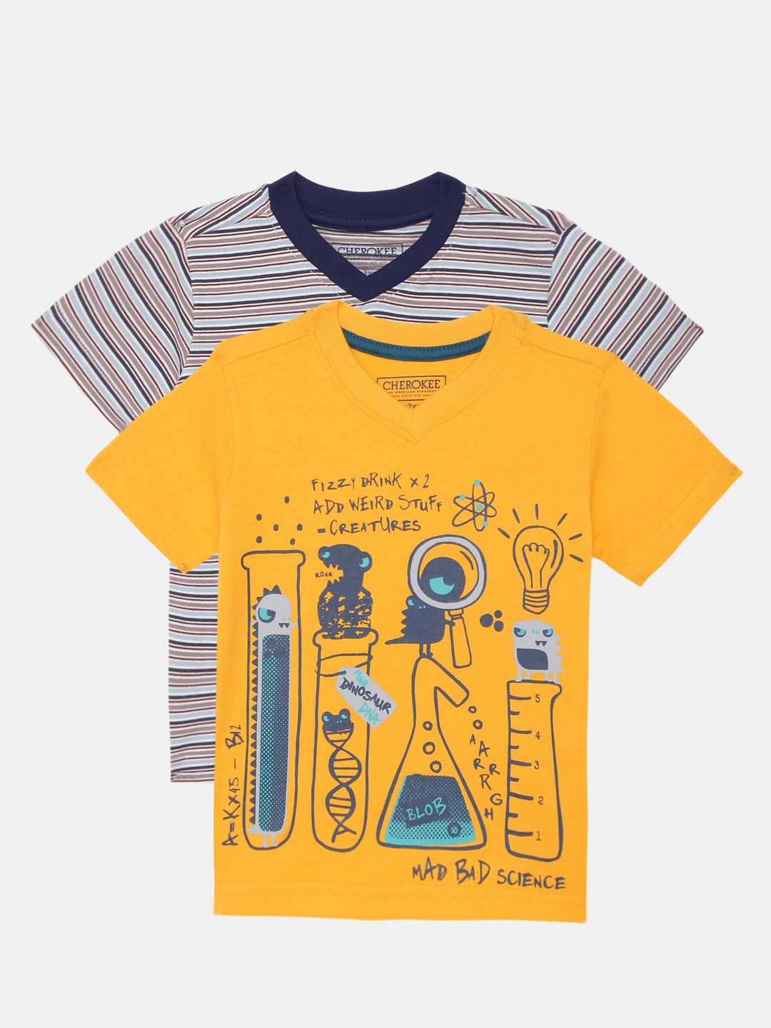 

Cherokee Boys Pack of 2 Pure Cotton V-Neck Pure Cotton T-shirts, Yellow