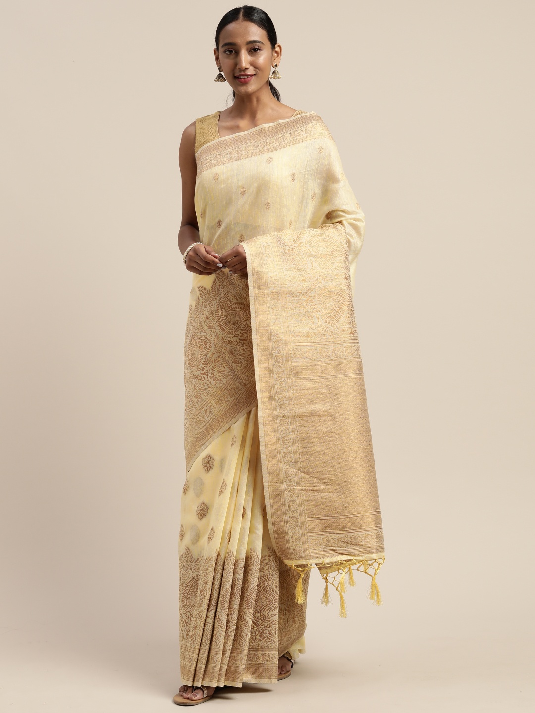 

Mitera Yellow Liva Woven Design Banarasi Saree