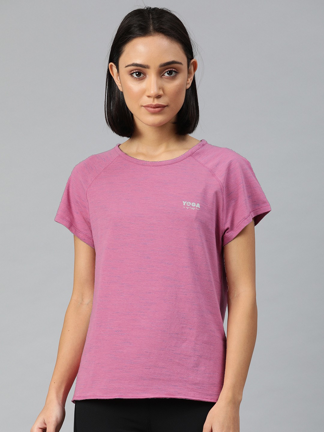 

Van Heusen Proactive Heathered High Stretch Round Neck Yoga T-Shirt, Pink