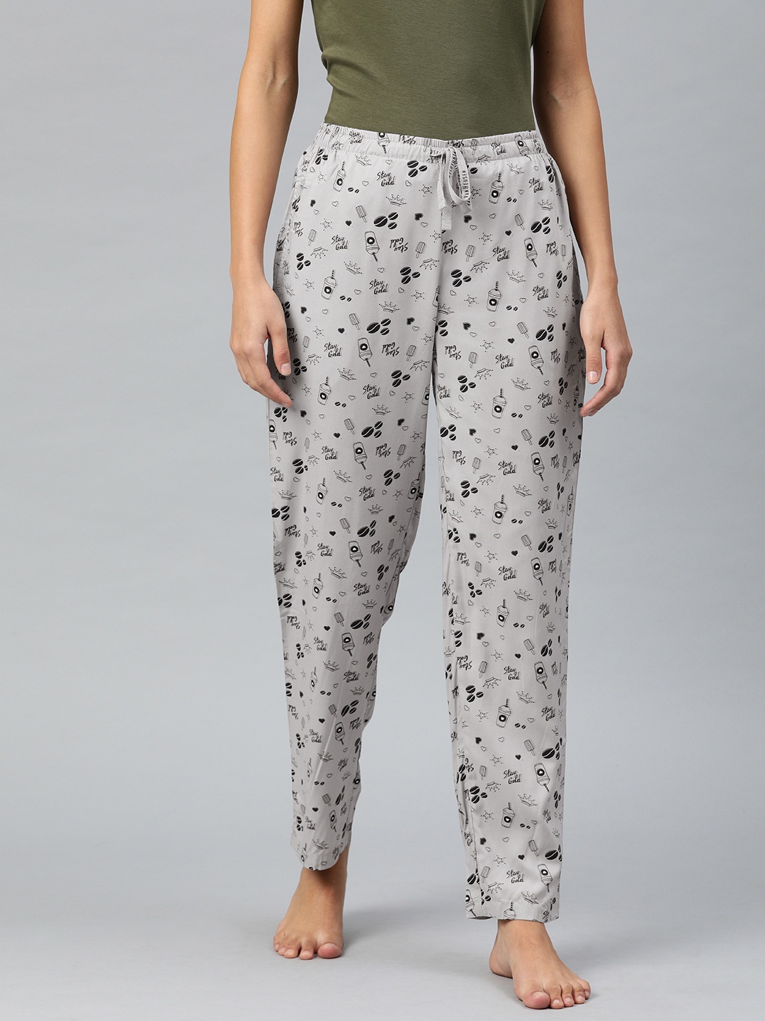 

Van Heusen Women Grey & Black Printed Lounge Pants