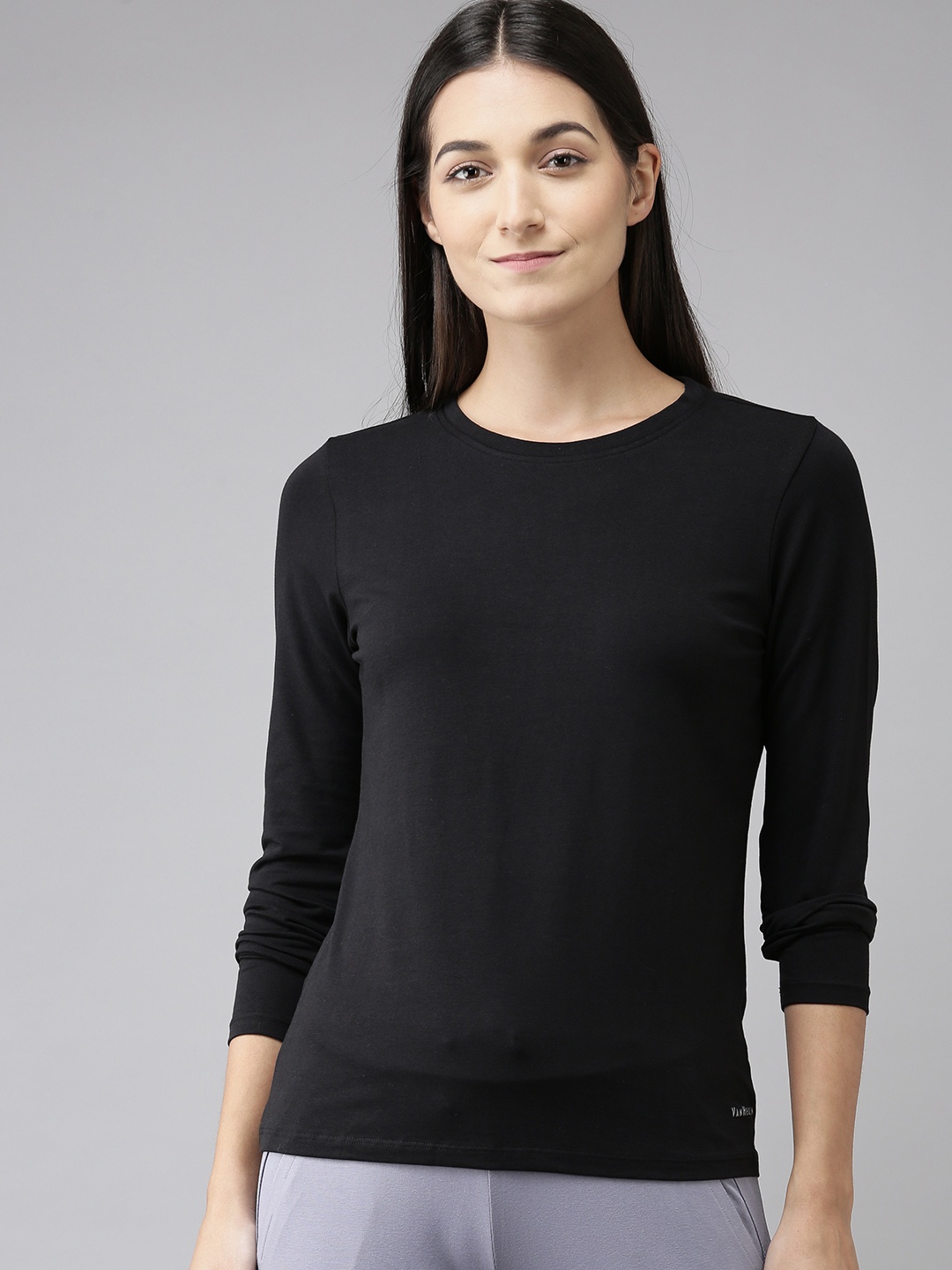 

Van Heusen Women Anti-Viro Round Neck Lounge T-shirt, Black