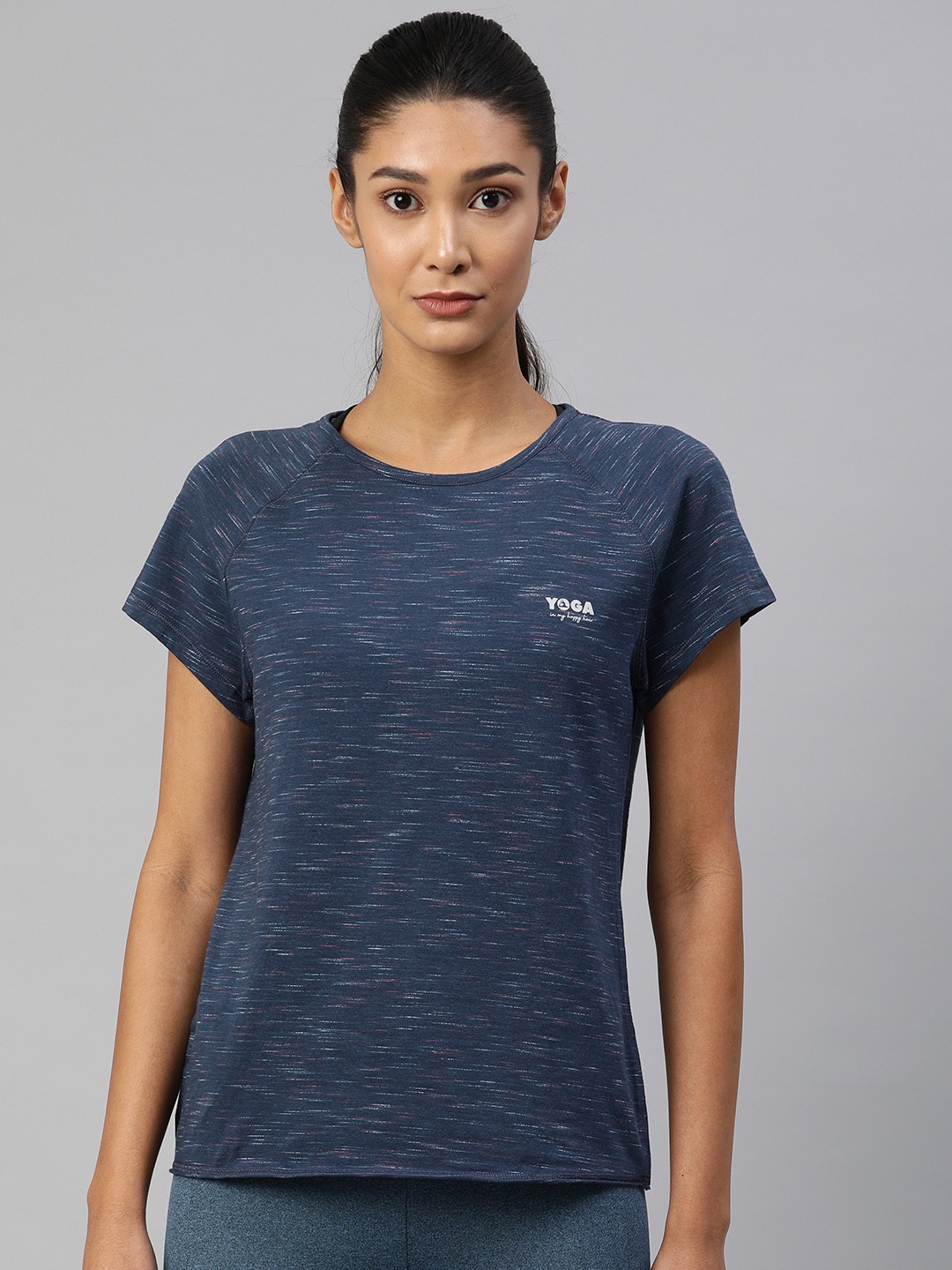 

Van Heusen Women Round Neck Yoga T-shirt, Navy blue
