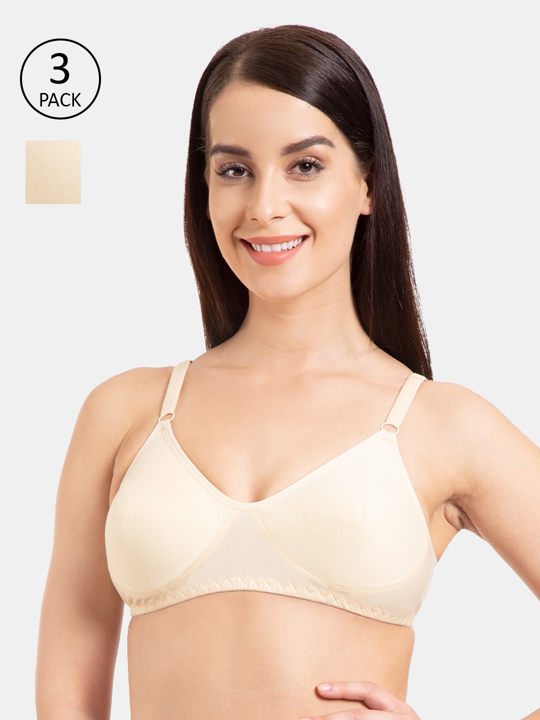 

Tweens Beige Pack of 3 Solid Non-Wired Non Padded Everyday Bra