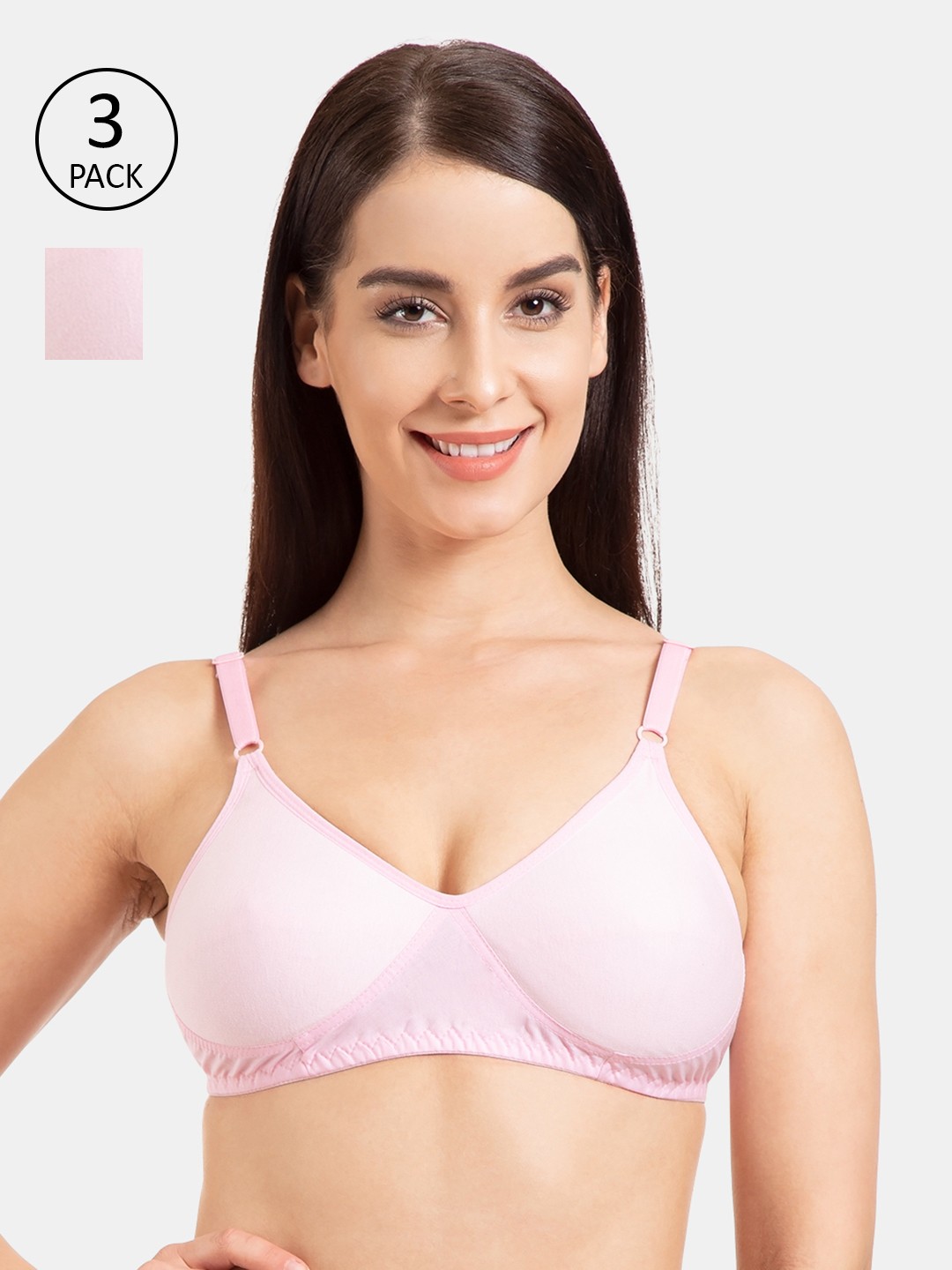

Tweens Baby Pink Pack of 3 Solid Non-Wired Non Padded Everyday Bra