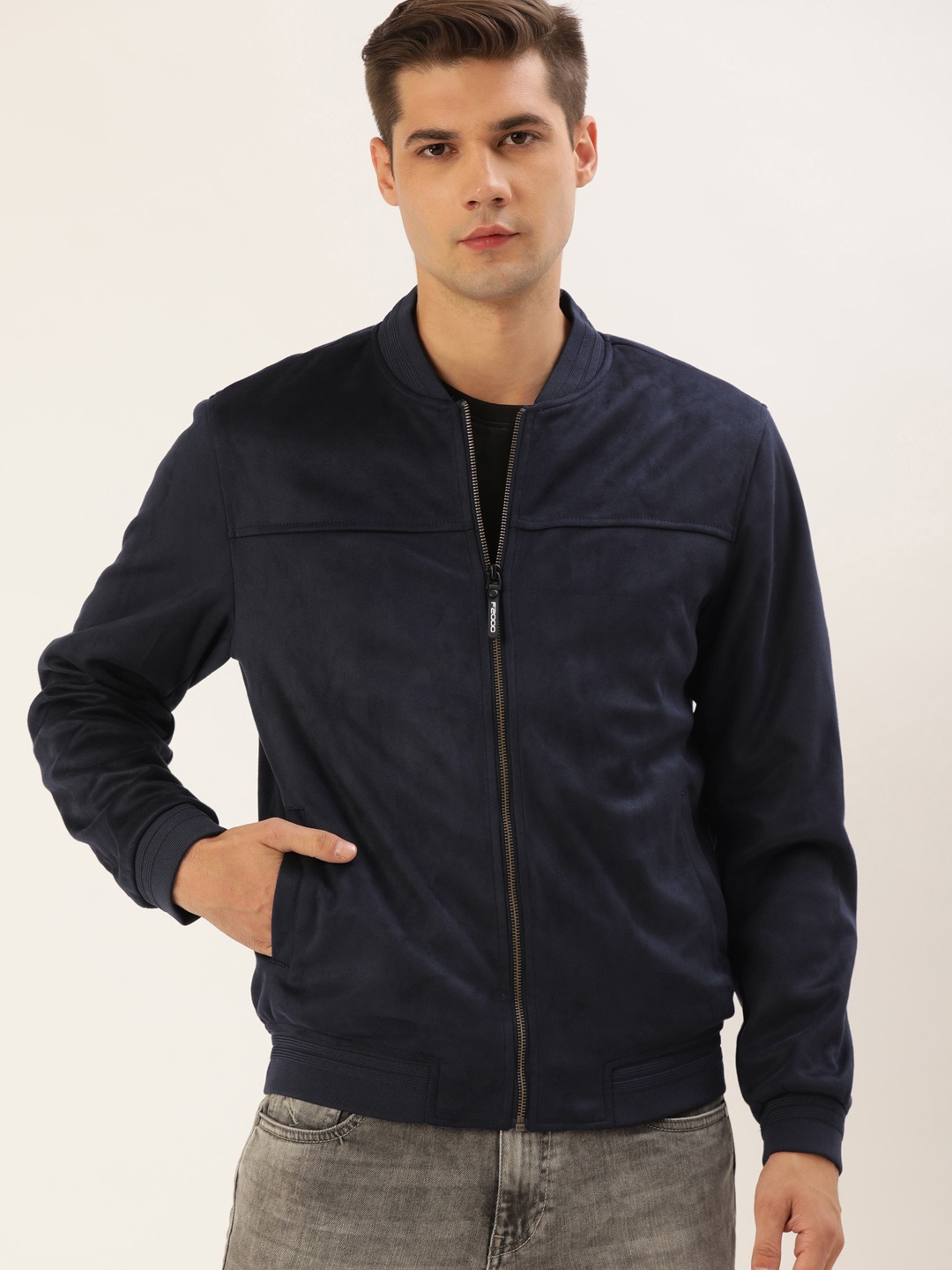

Flying Machine Men Navy Blue Lightweight Bomber Jacket