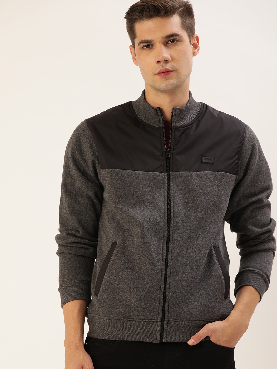 

Flying Machine Men Charcoal Solid Sweatshirt