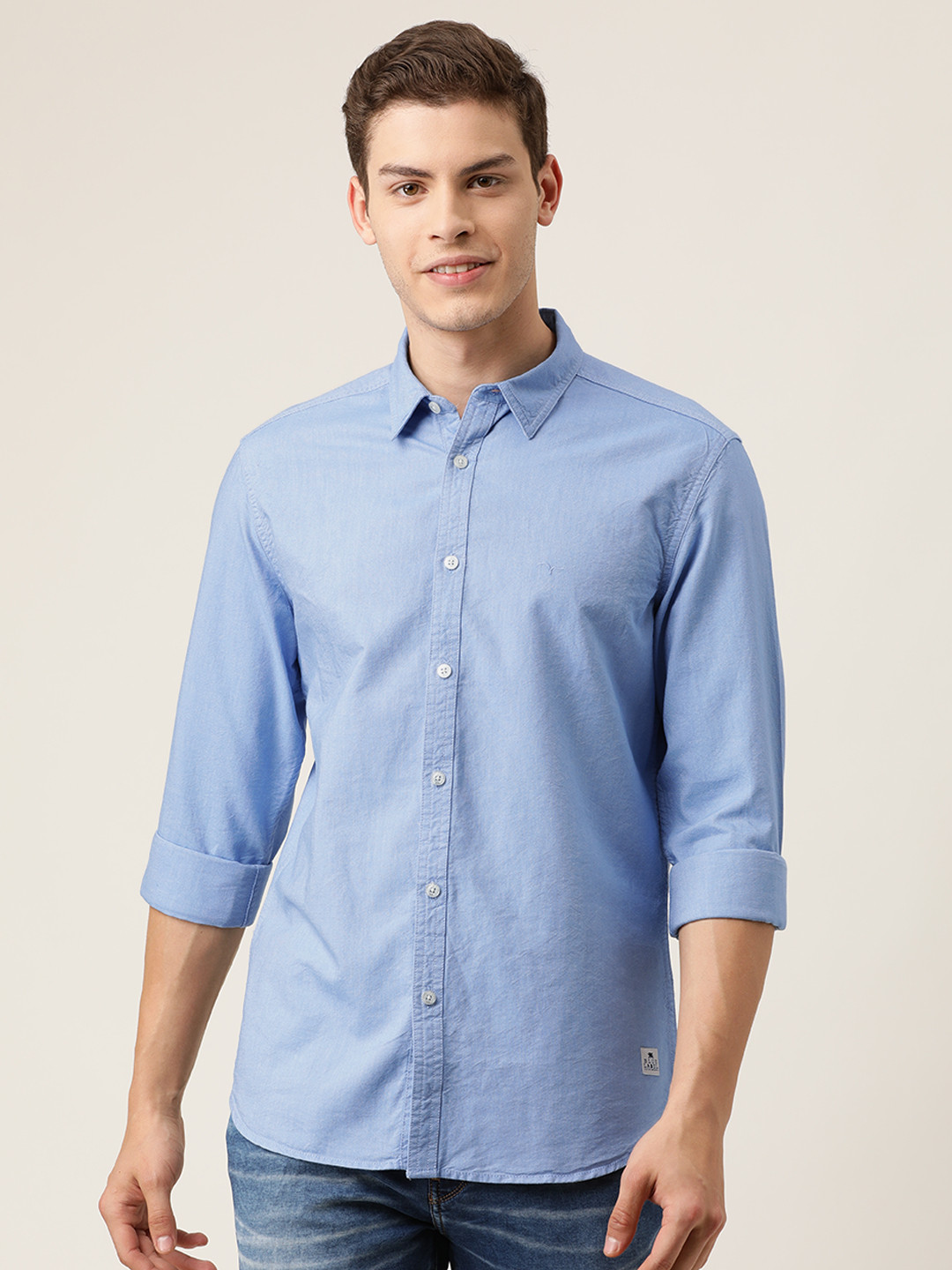 

Flying Machine Men Blue Slim Fit Solid Casual Shirt