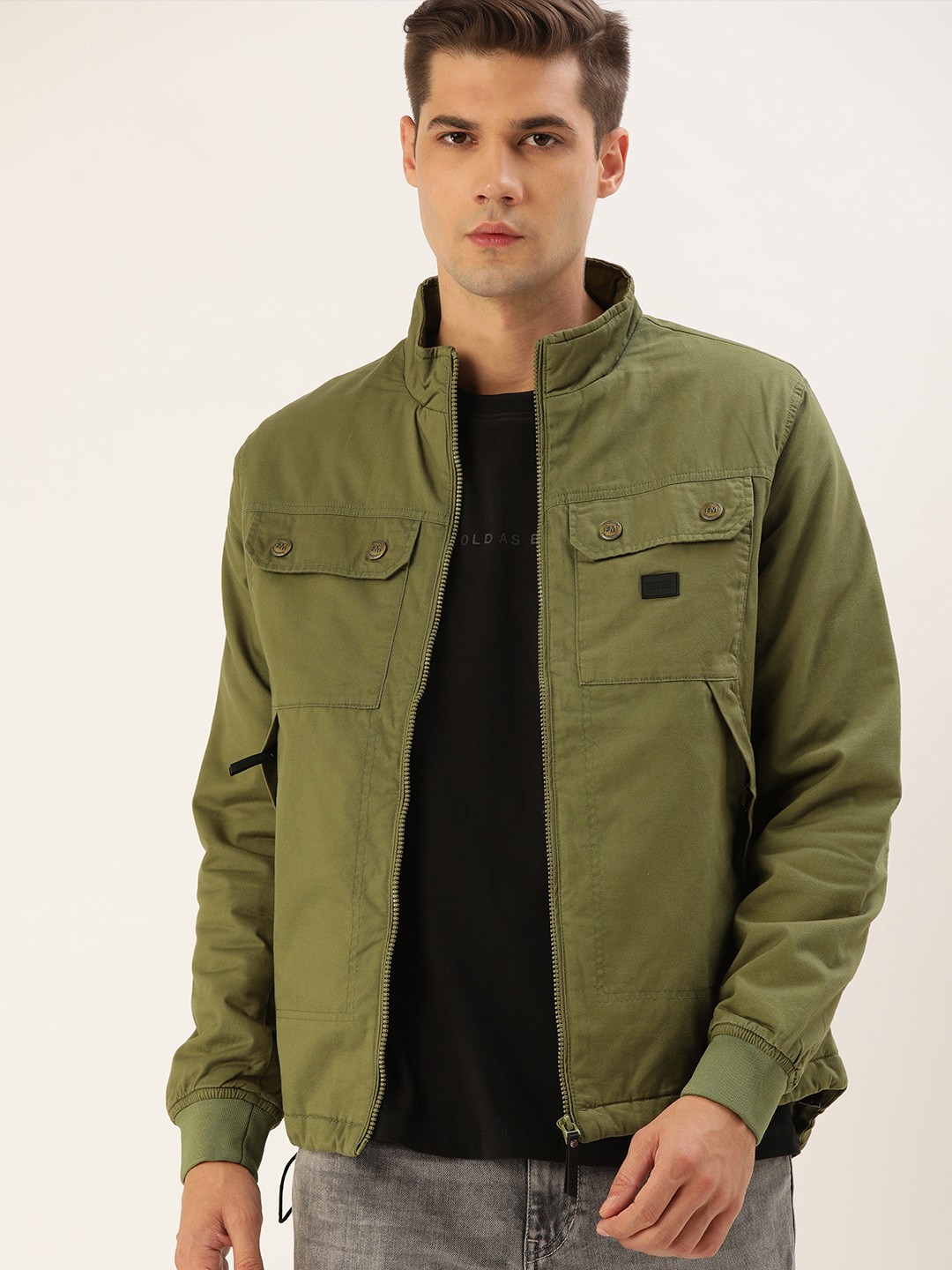 

Flying Machine Men Olive Green Lightweight Tailored Jacket