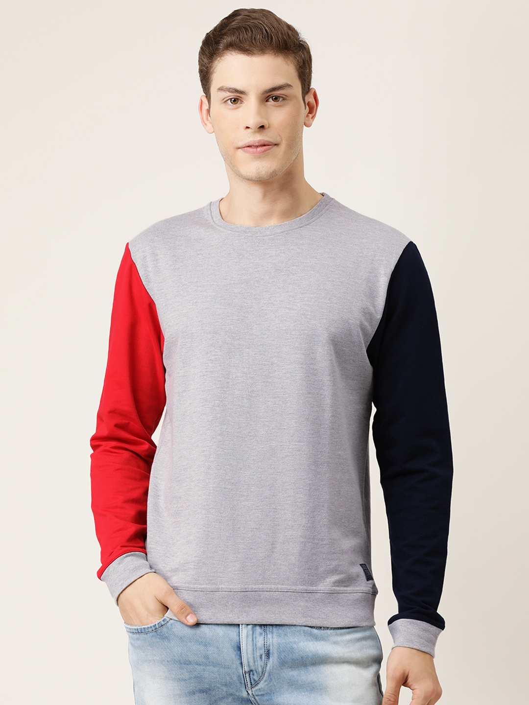 

Flying Machine Men Grey Melange Solid Sweatshirt