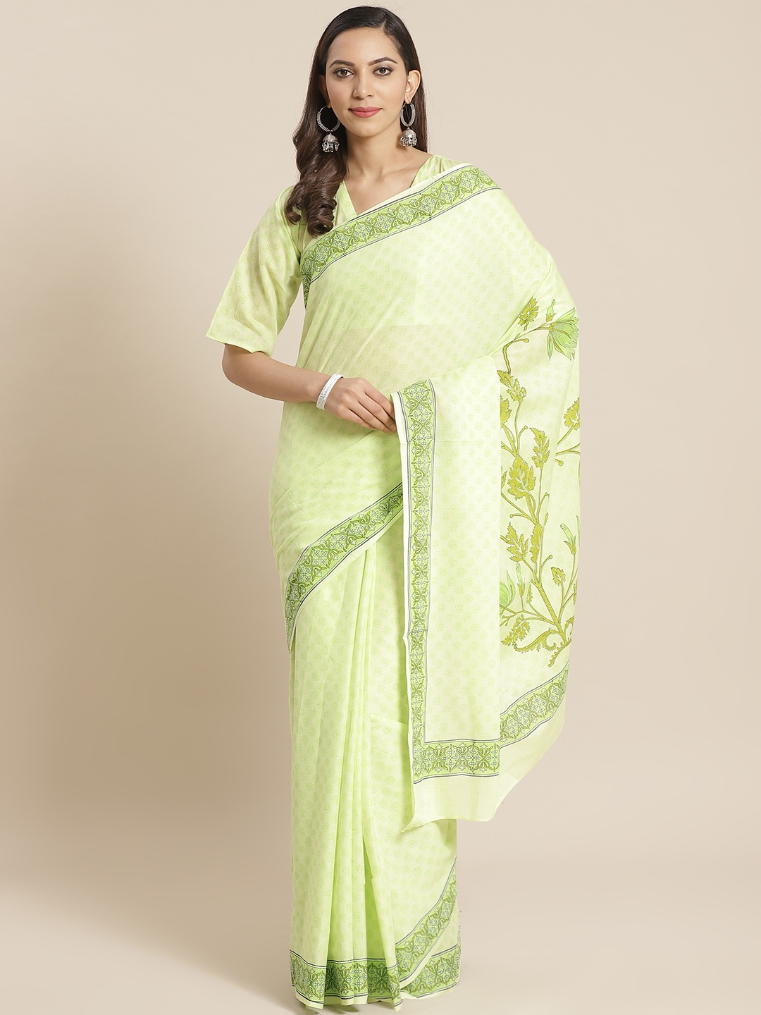

Nayo Green Printed Pure Cotton Saree