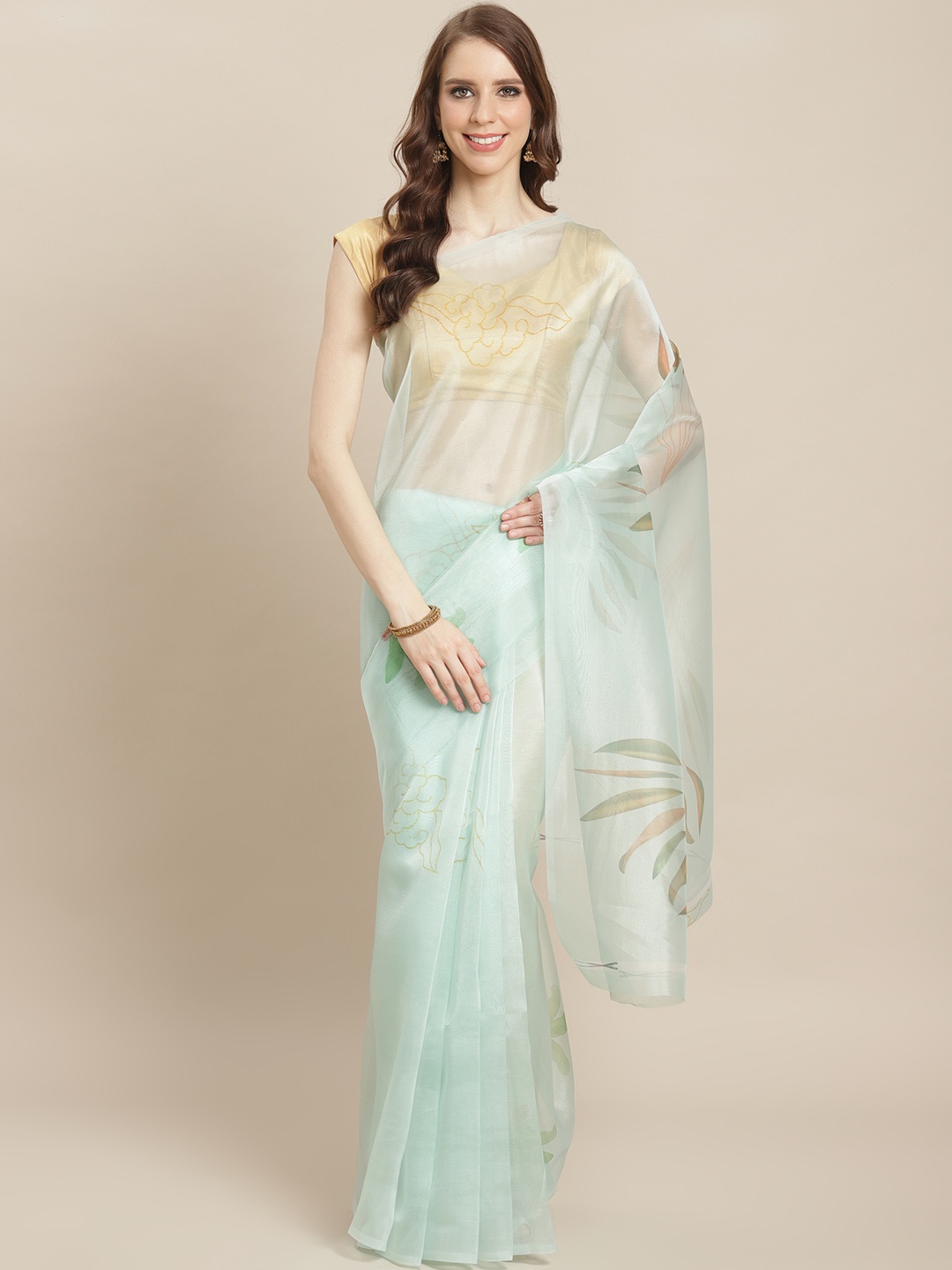 

Kalista Sea Green Floral Printed Saree