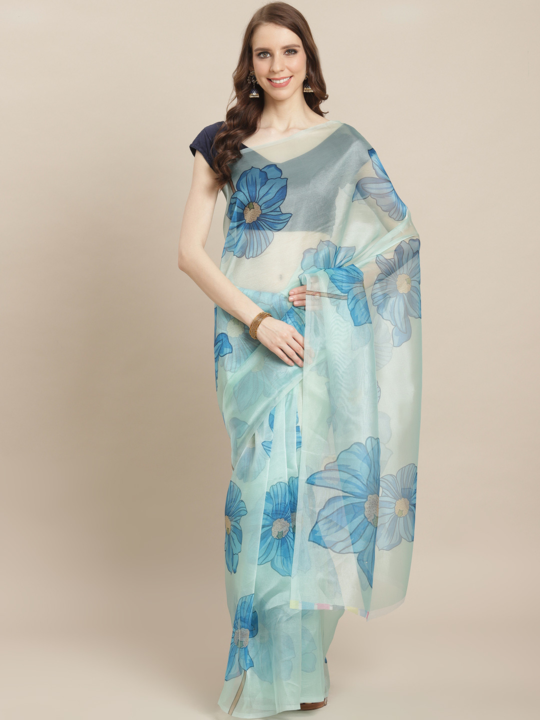 

Kalista Blue Floral Printed Saree