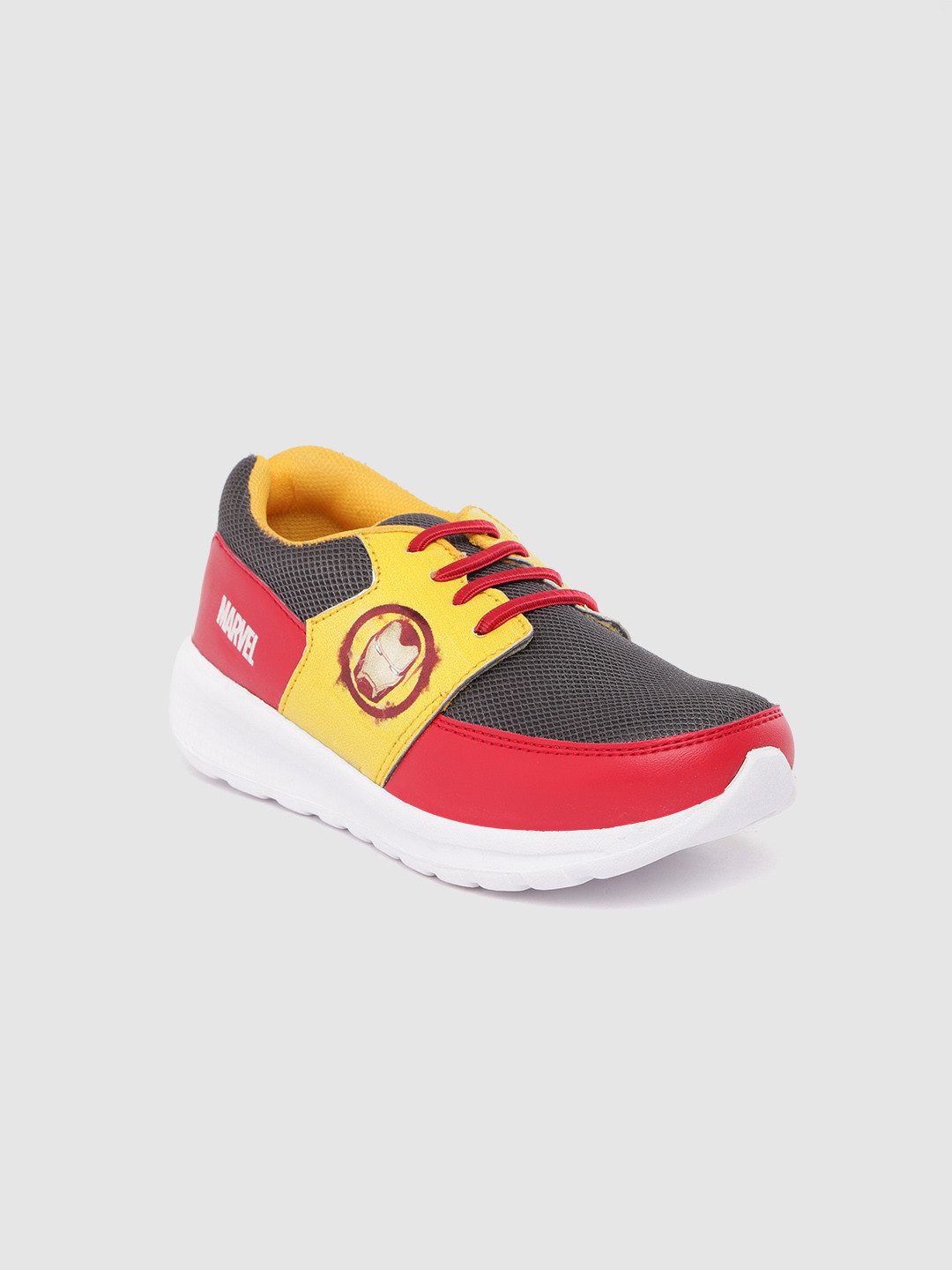 

toothless Boys Charcoal Grey & Red Colourblocked Slip-On Sneakers