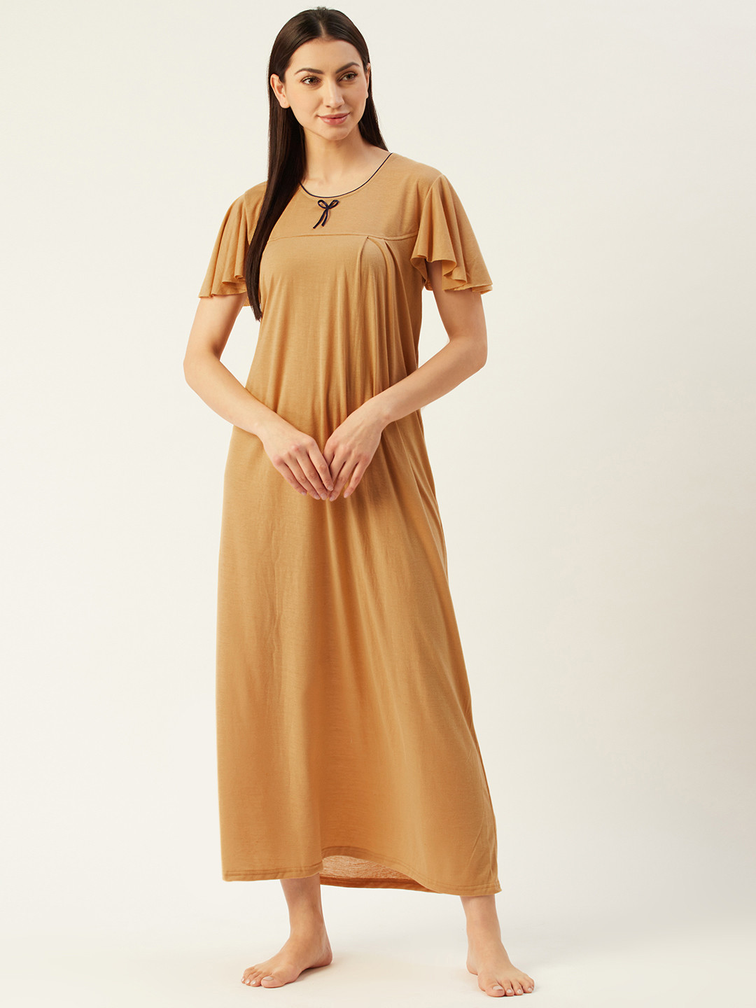 

Klamotten Beige Solid Maxi Nightdress