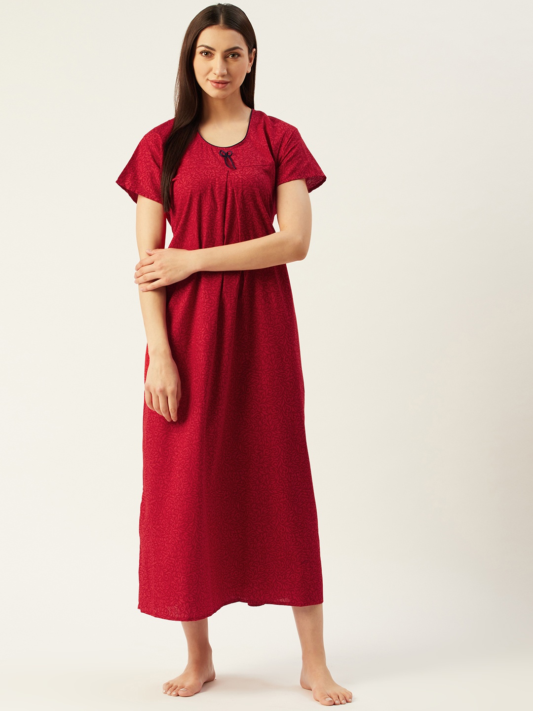 

Klamotten Red Ethnic Motif Print Maxi Nightdress