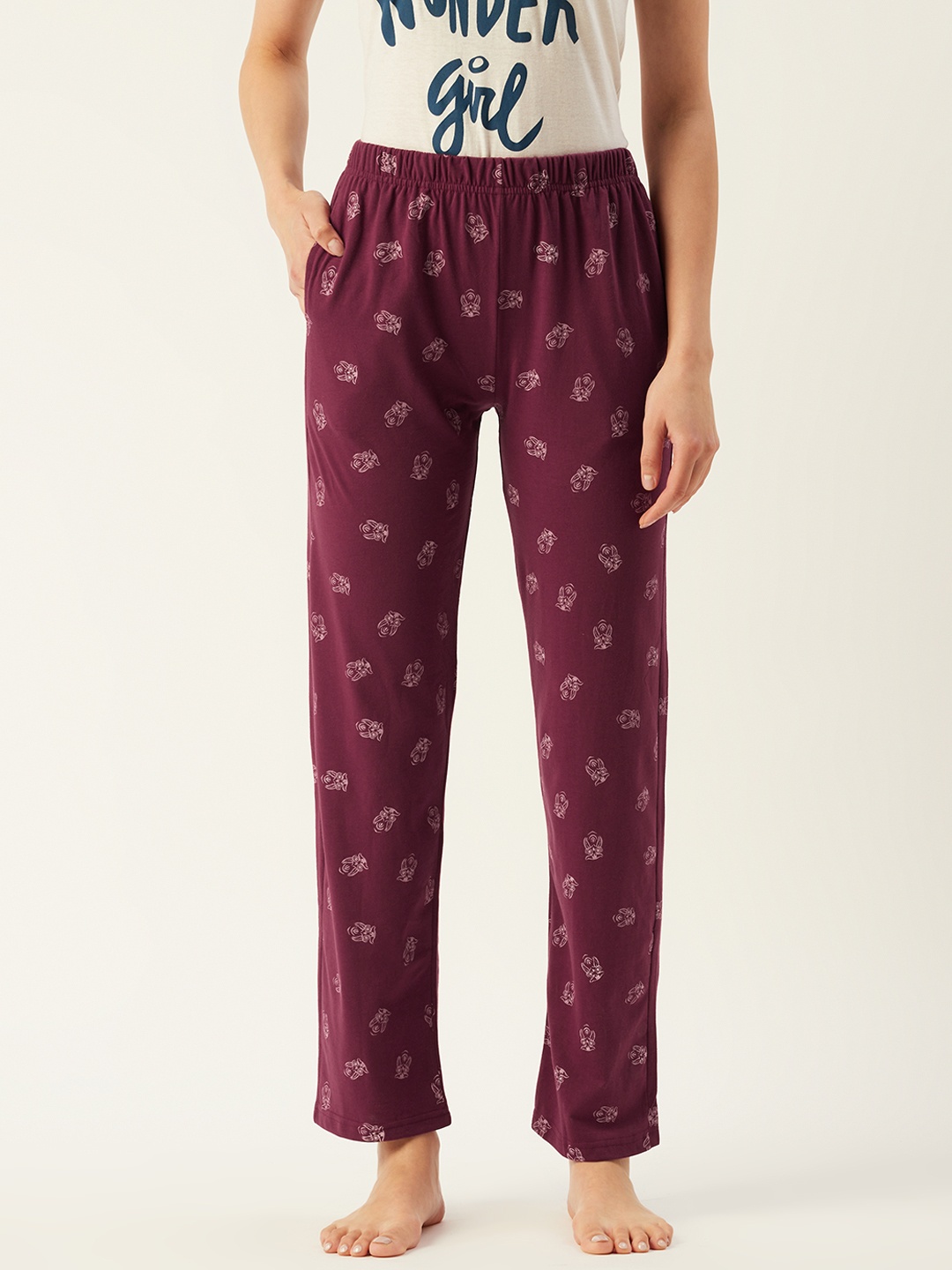 

Klamotten Women Maroon Conversational Printed Lounge Pants