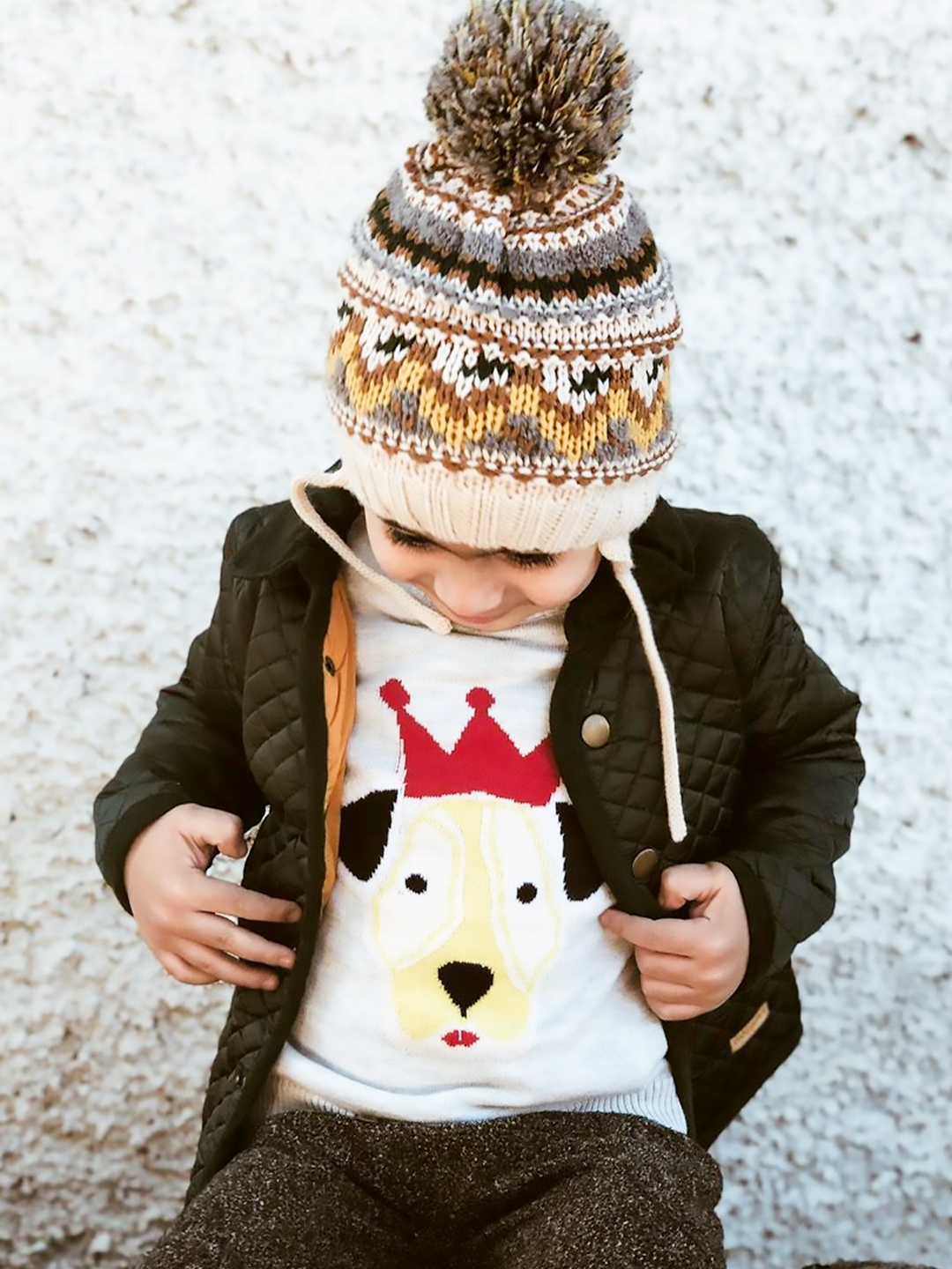 

Cherry Crumble Unisex Kids Grey Printed Pullover Sweater