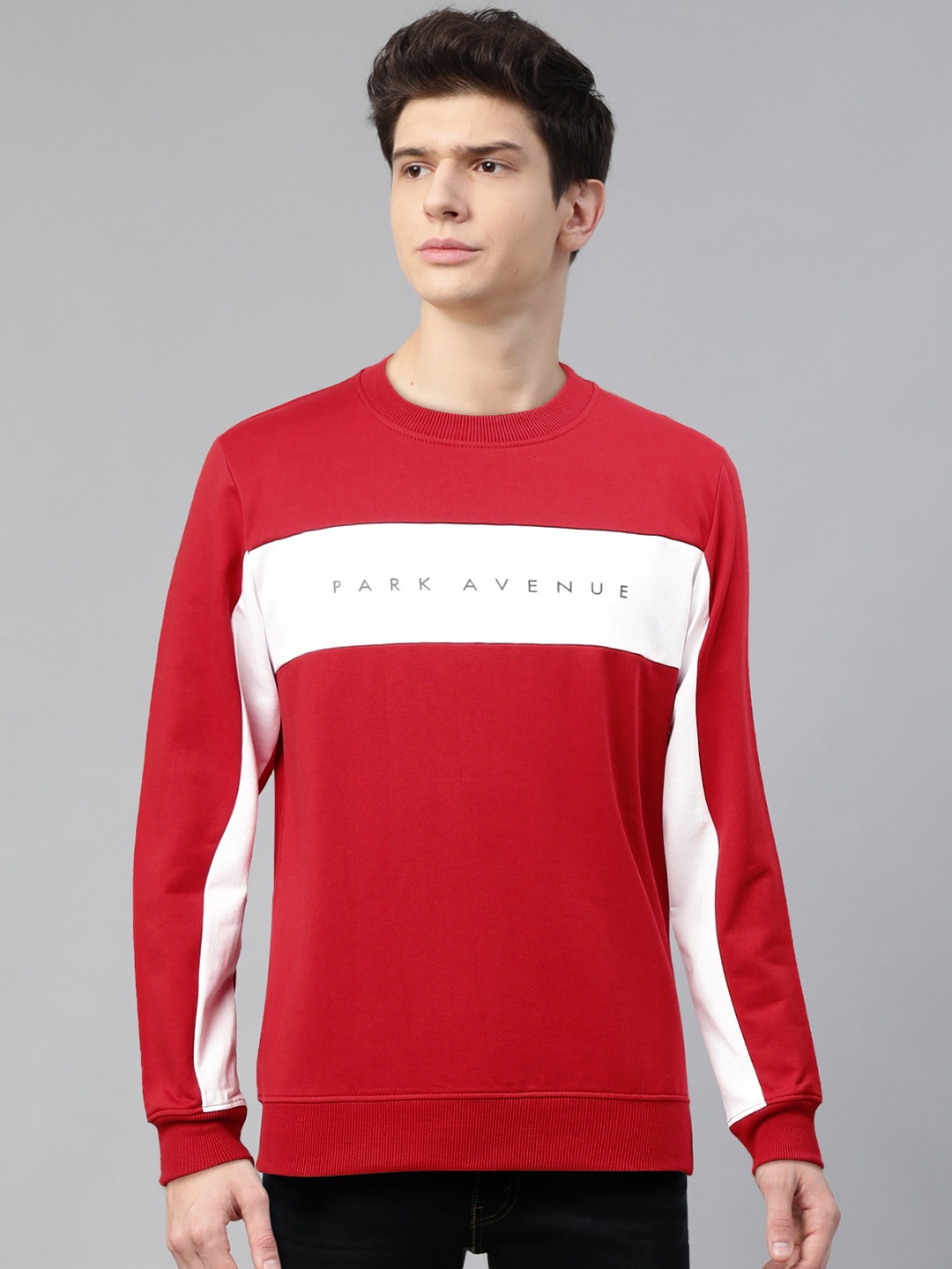 

Park Avenue Men Red & White Brand Logo Print Sweatshirt