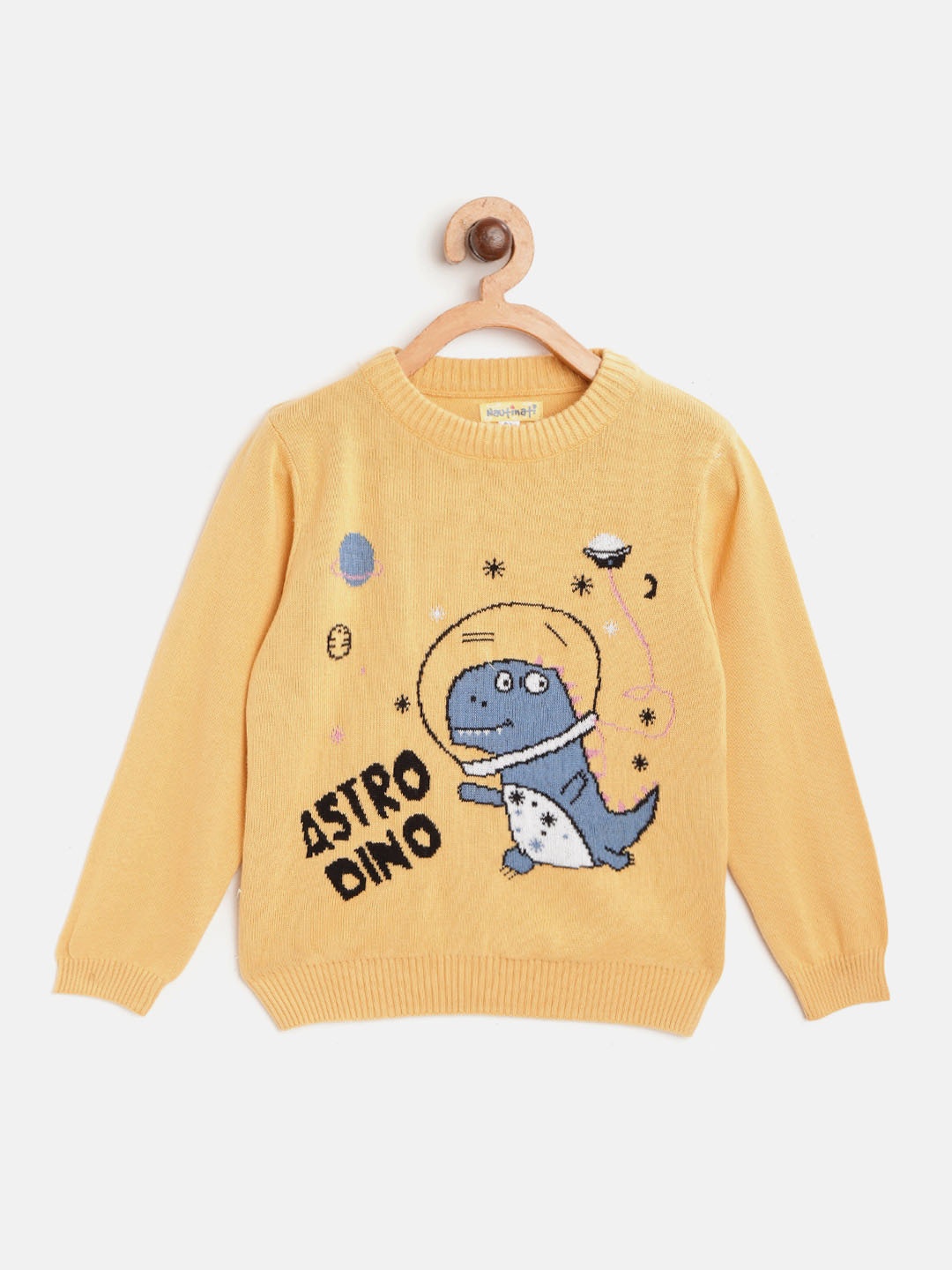 

Nauti Nati Boys Yellow & Blue Quirky Self Design Pullover