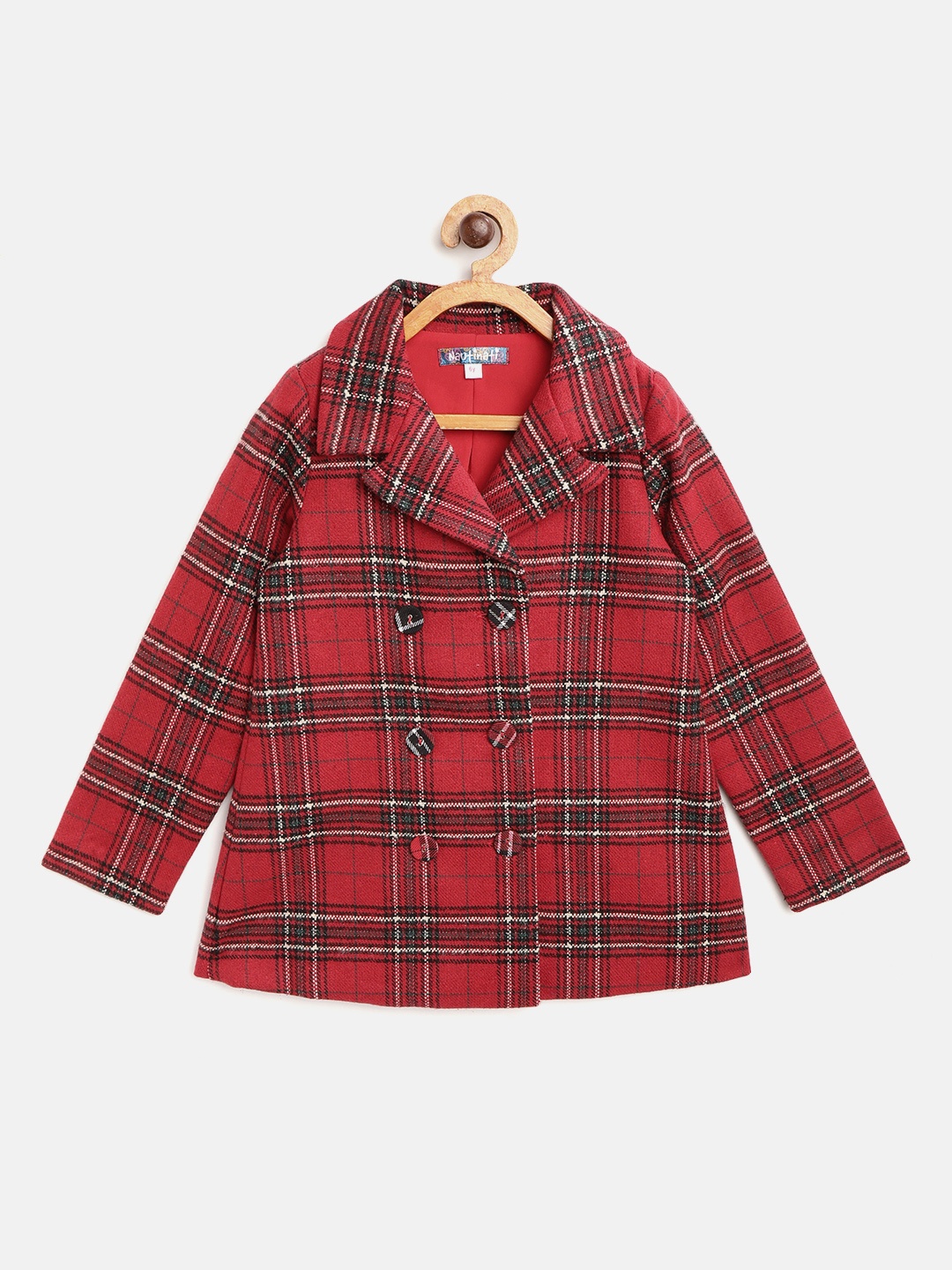 

Nauti Nati Girls Red & Black Checked Double-Breasted Pea Coat