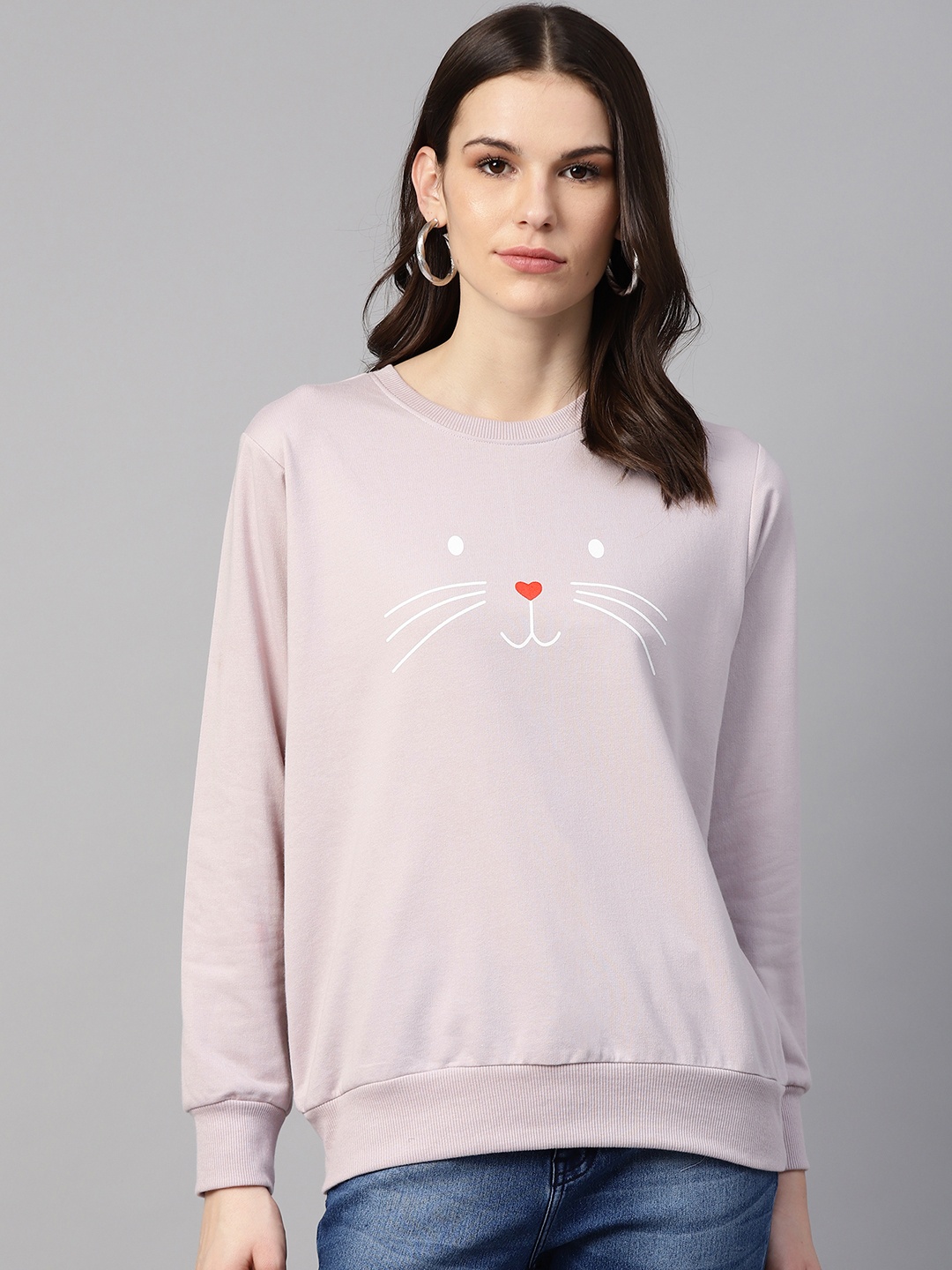 

plusS Women Lavender & White Printed Sweatshirt