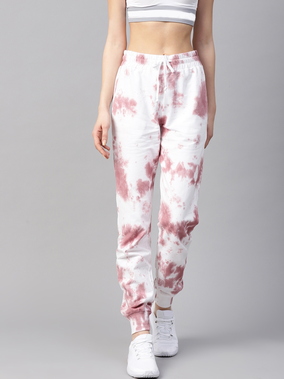 

plusS Women White & Pink Dyed Joggers