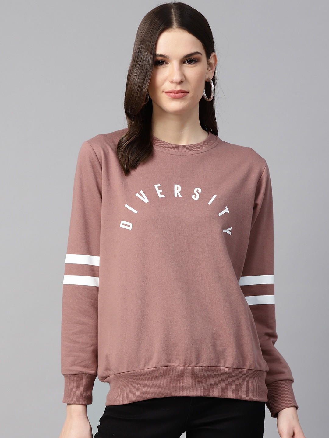 

plusS Women Rose & White Printed Sweatshirt