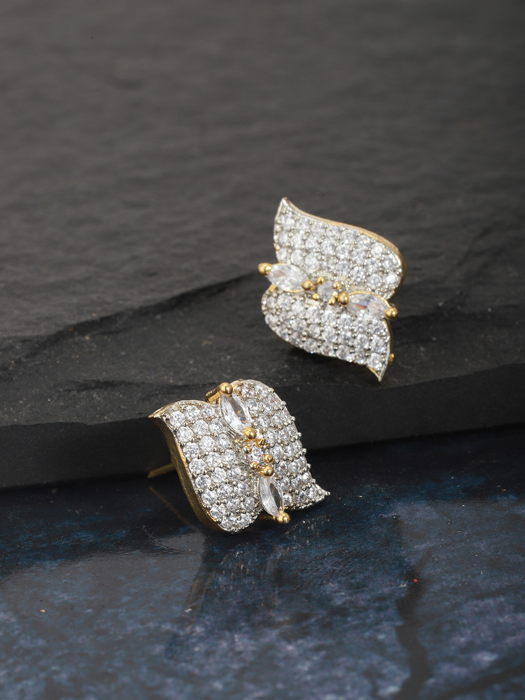 

Carlton London Gold-Plated CZ Contemporary Handcrafted Studs