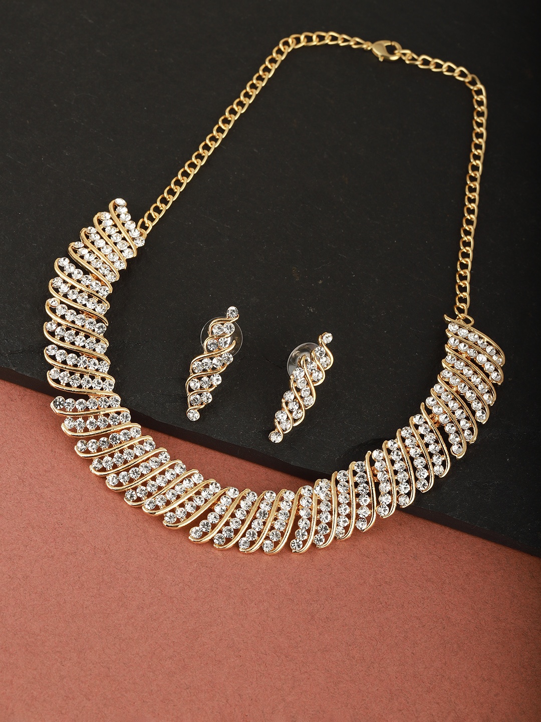 

Carlton London Gold-Plated CZ-Studded Handcrafted Jewellery Set