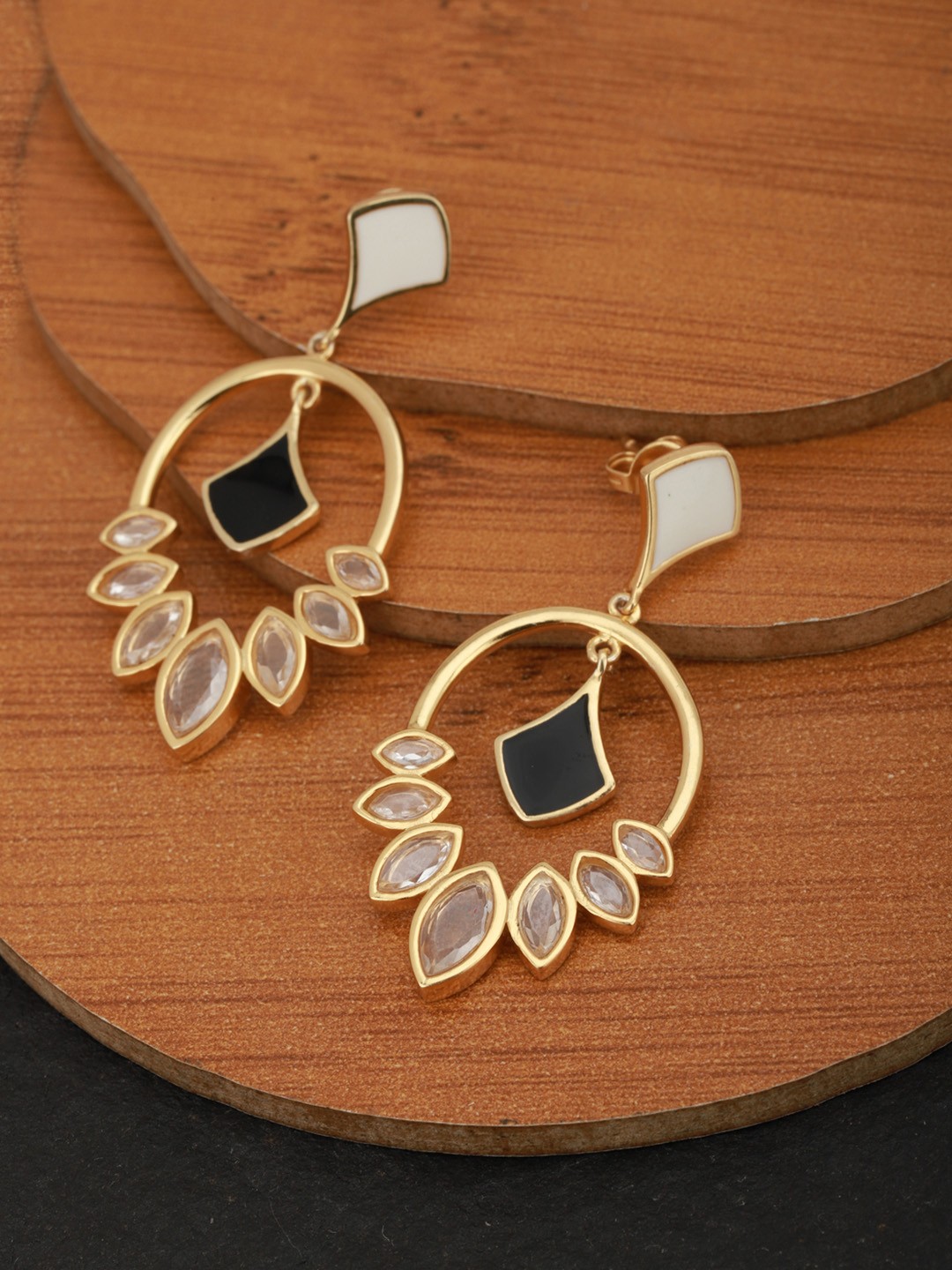 

Carlton London White Gold-Plated Contemporary Drop Earrings