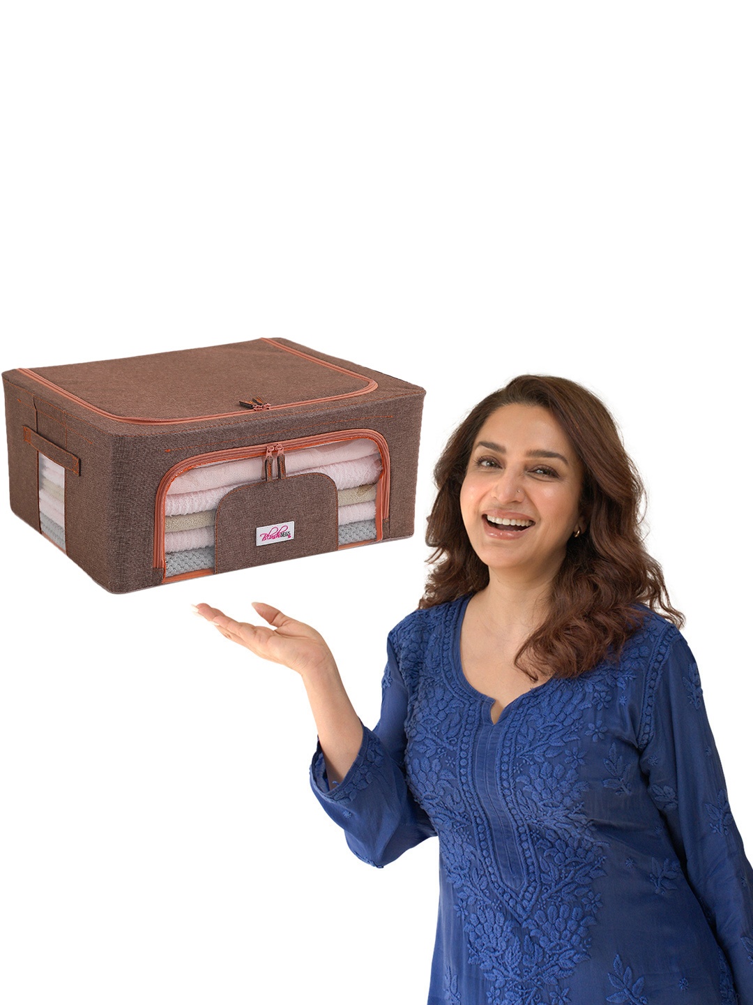 

BlushBees Brown Solid Foldable Storage Box With Transparent Window