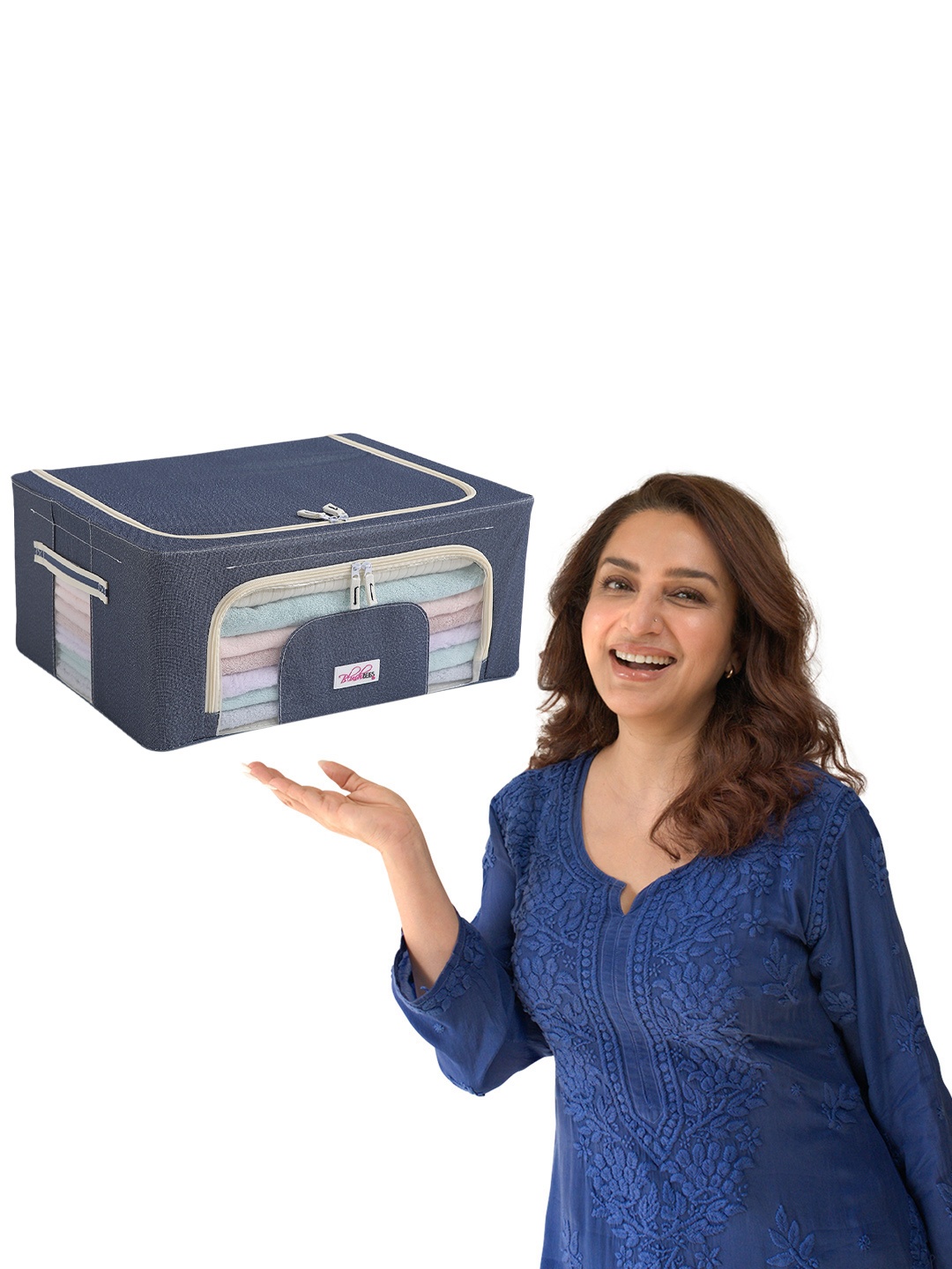 

BlushBees Blue Solid Water-Resistant Foldable Storage Box With Transparent Window