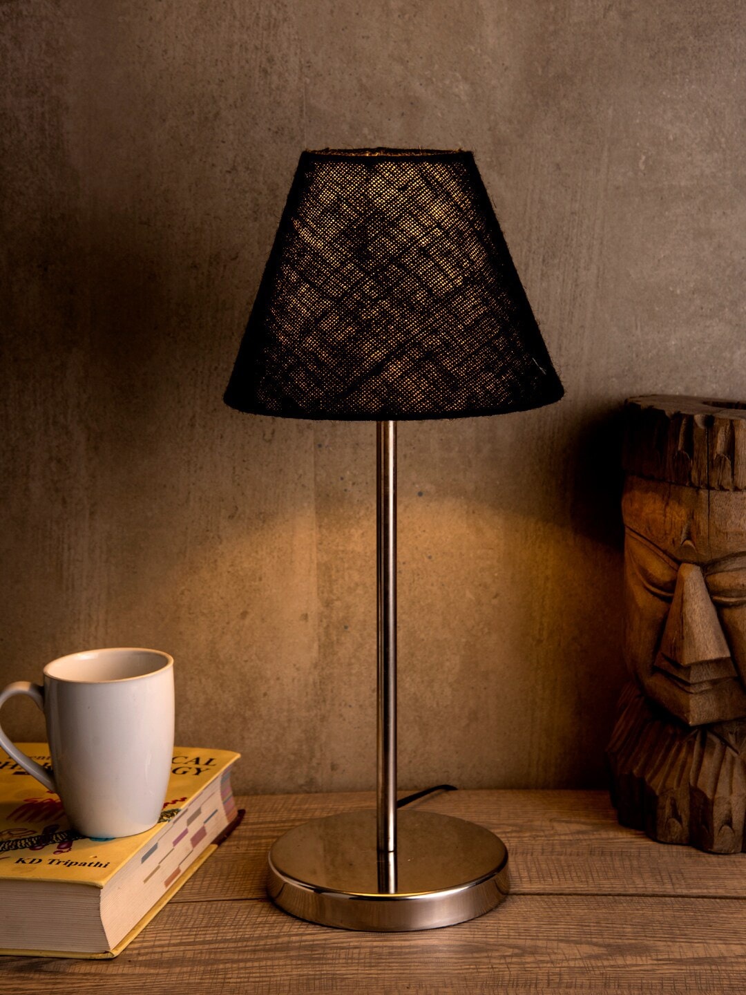 

green girgit Black & Silver-Toned Solid Contemporary Bedside Standard Lamp