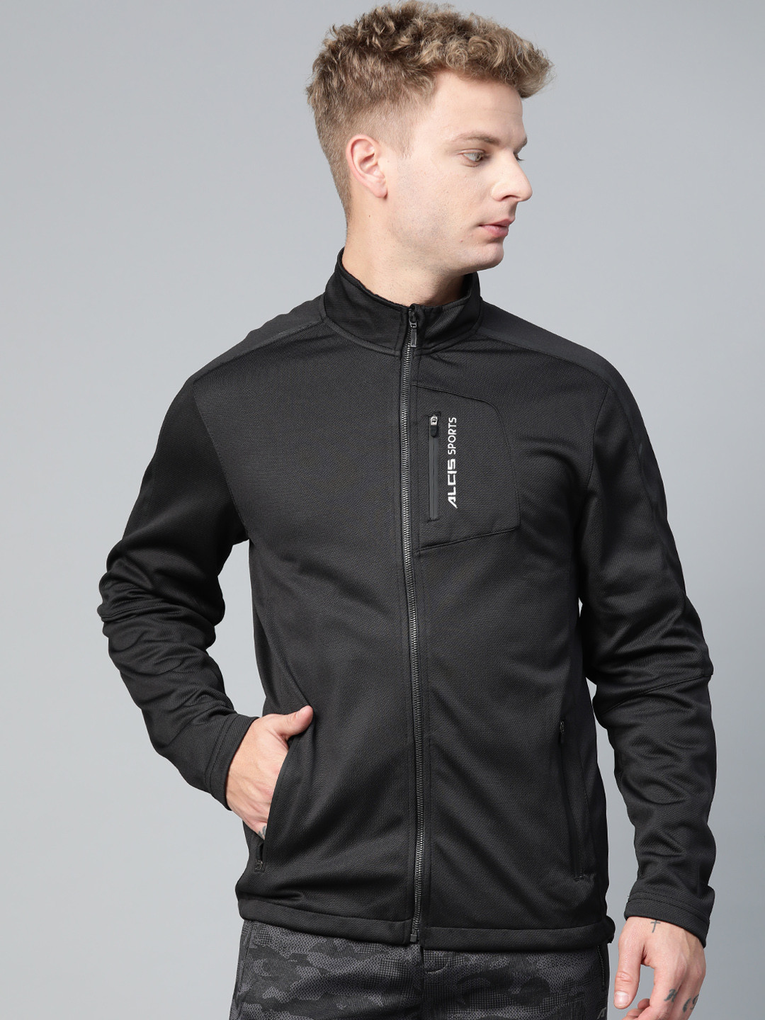 

Alcis Men Black Solid Sports Jacket